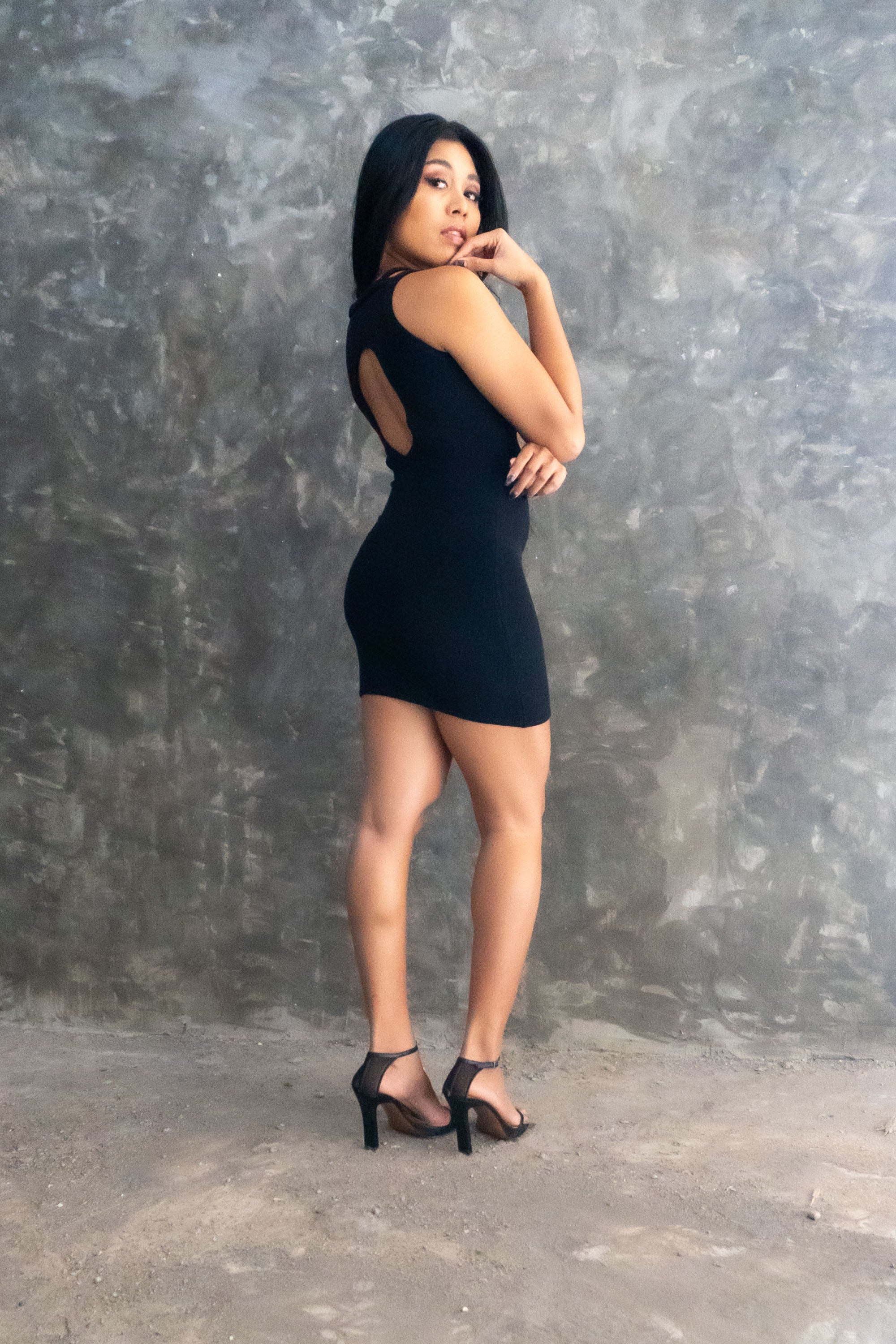 Kimi Dress with Cut Outs in Black