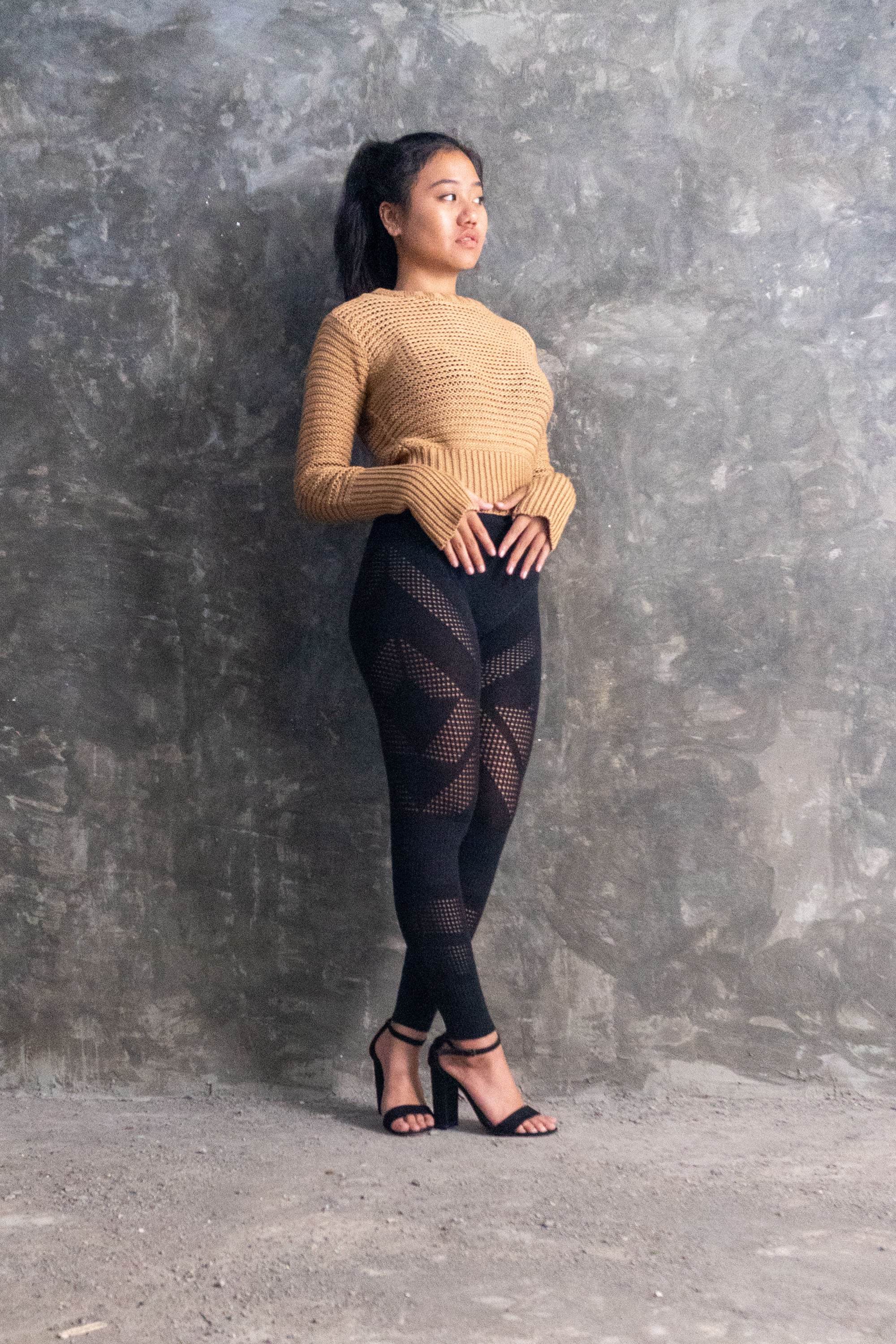 Malika Crew Neck Chain Mail Sweater in Bronze