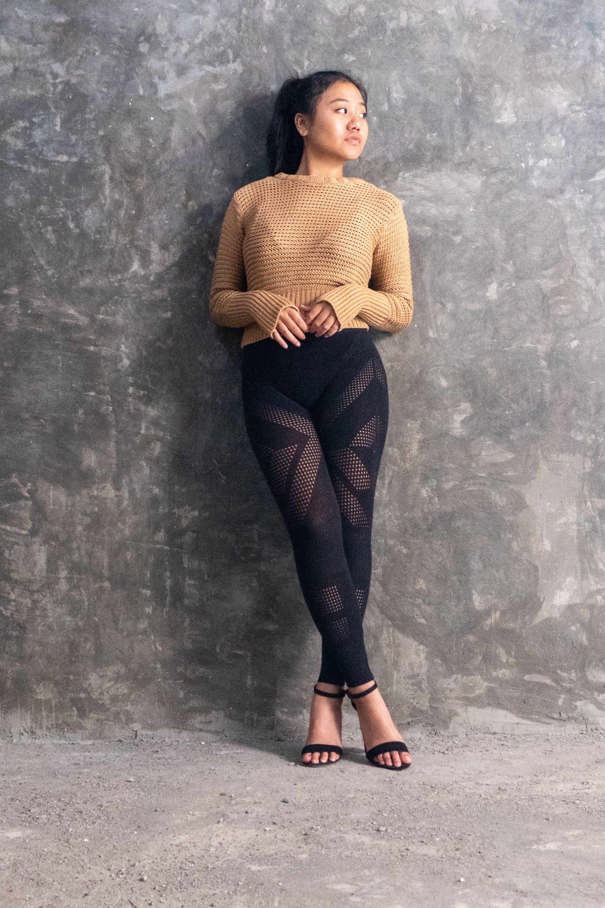 Malika Crew Neck Chain Mail Sweater in Bronze