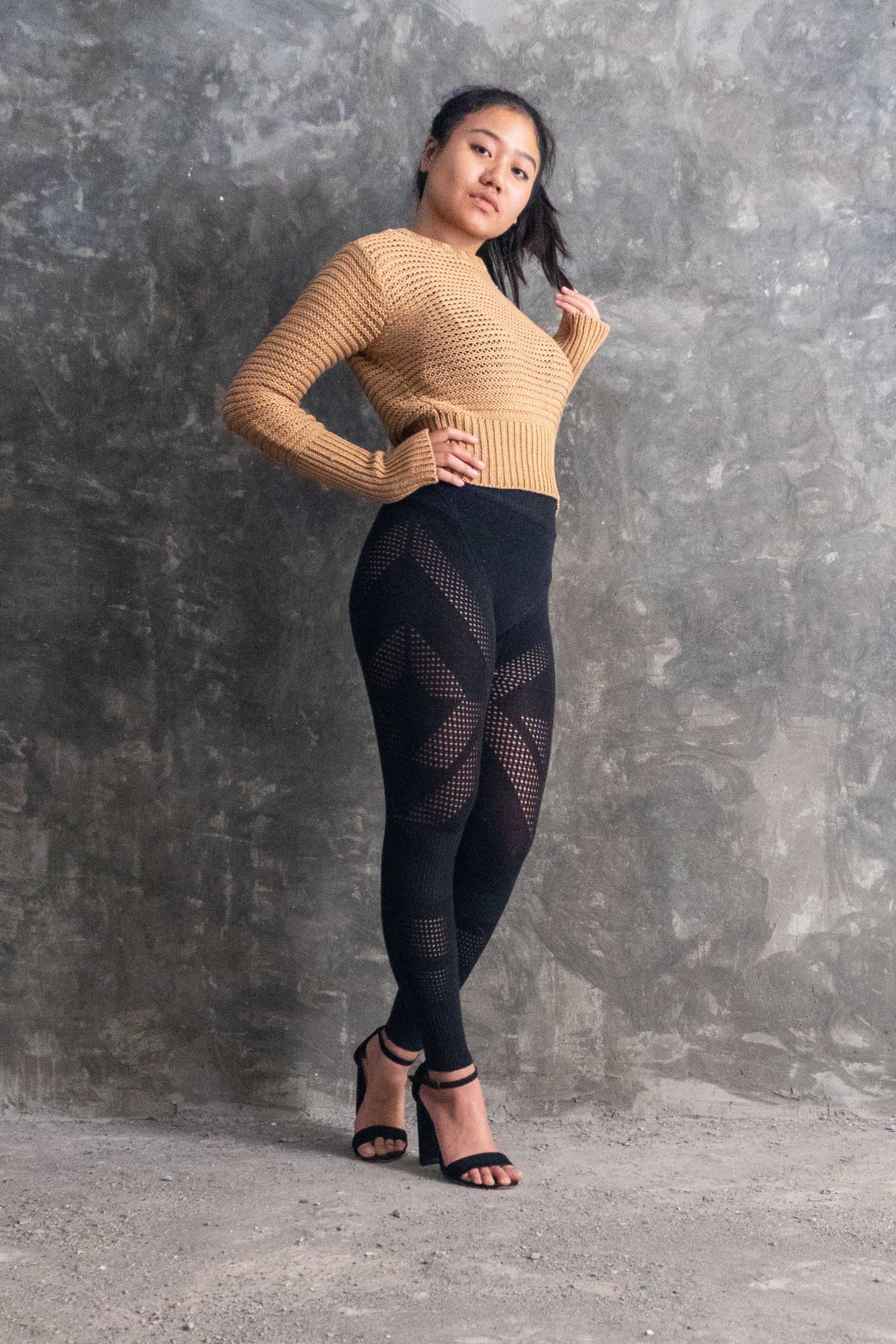 Malika Crew Neck Chain Mail Sweater in Bronze