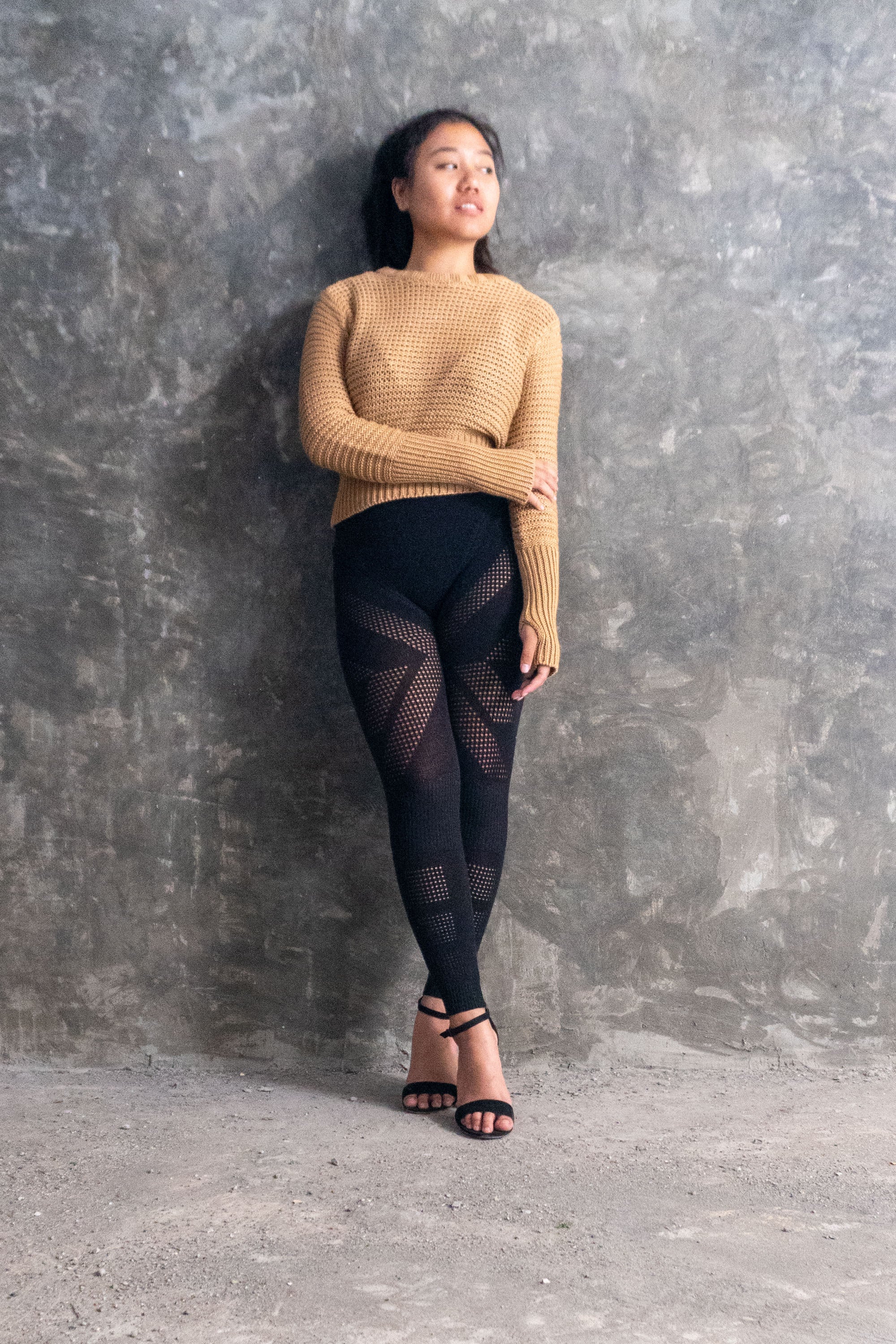 Malika Crew Neck Chain Mail Sweater in Bronze