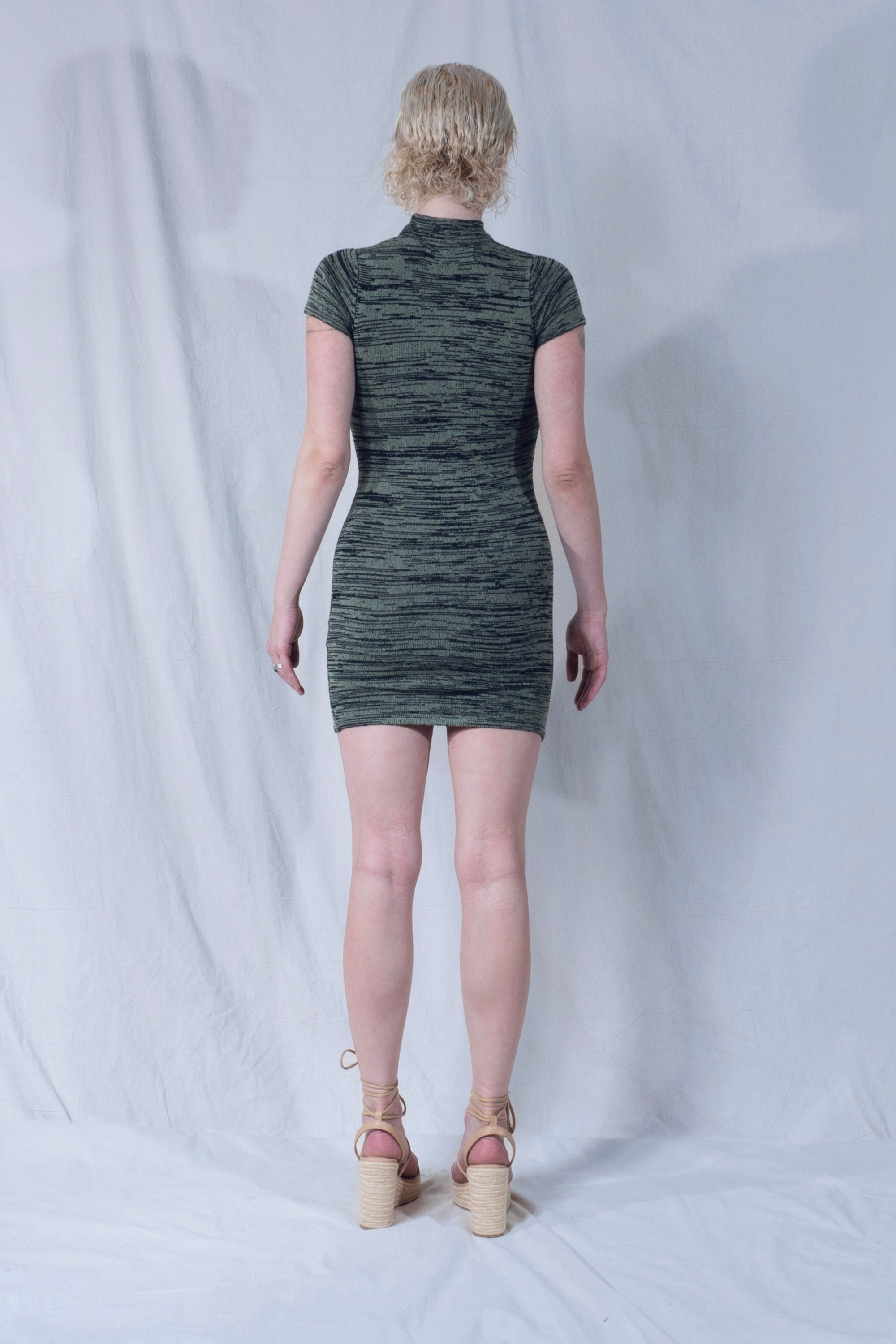 Valle Pontille Mini Dress in Green and Black