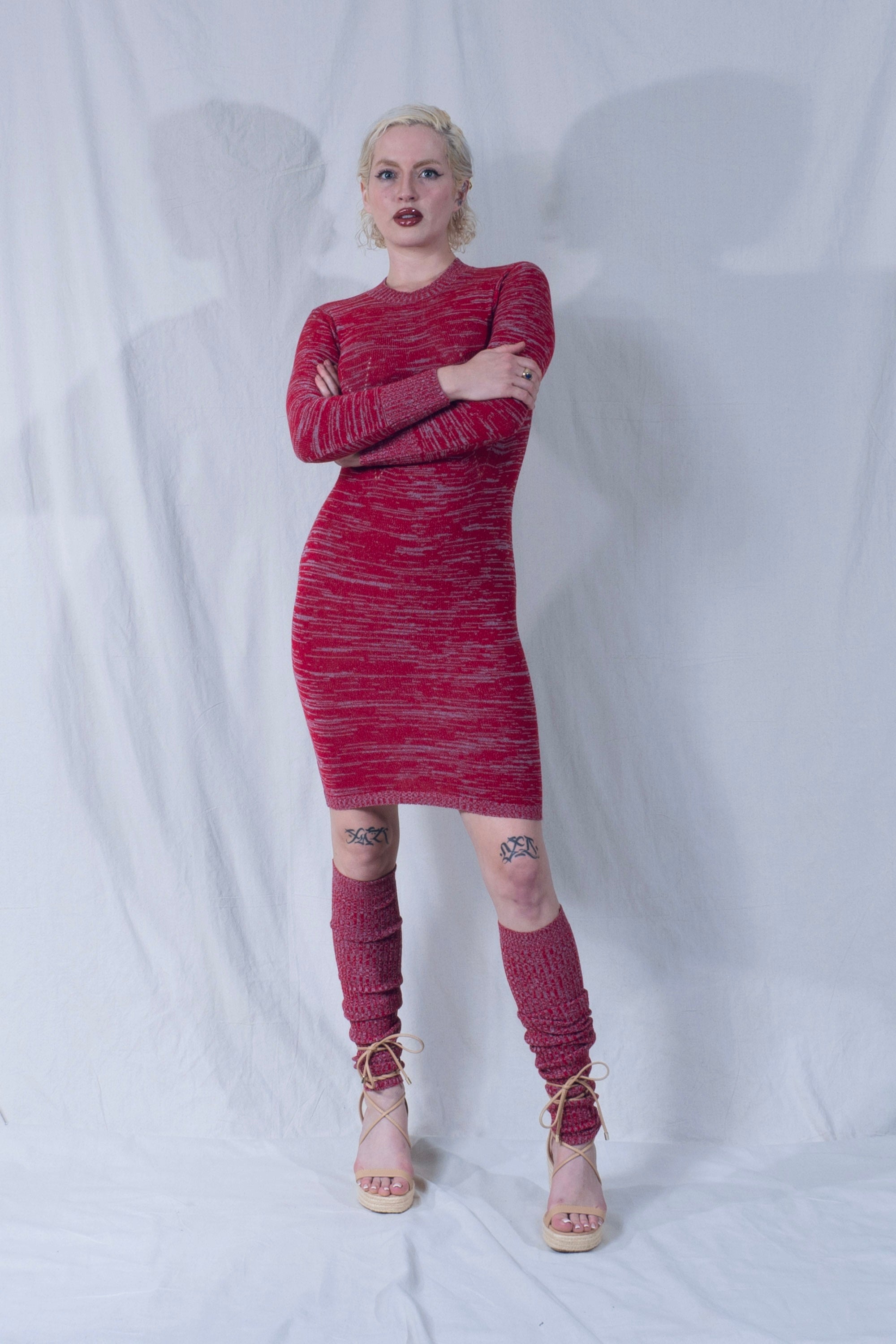 Pima Pontille Long Sleeve Mini Dress in Berry and Blush