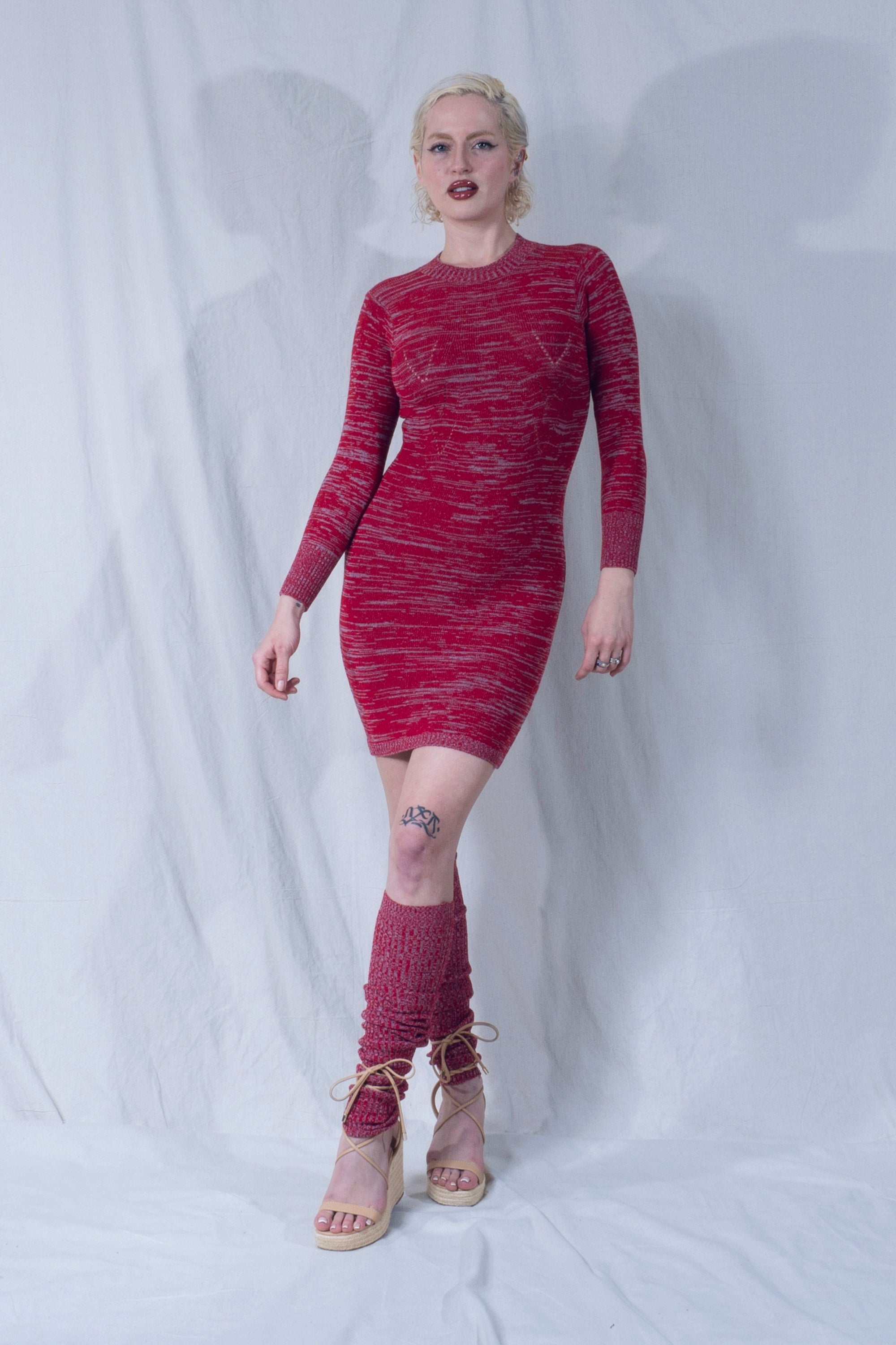 Pima Pontille Long Sleeve Mini Dress in Berry and Blush