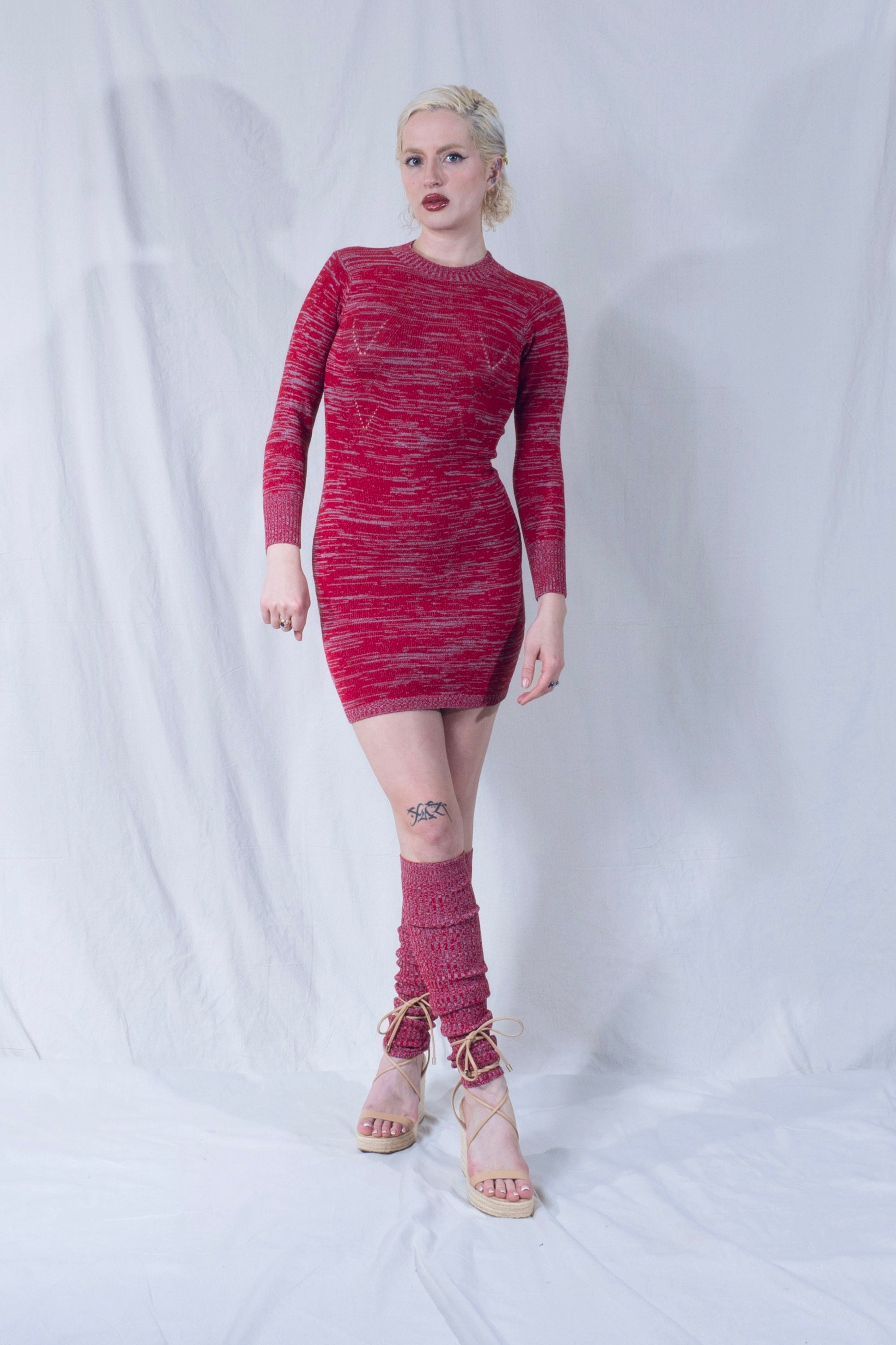 Pima Pontille Long Sleeve Mini Dress in Berry and Blush