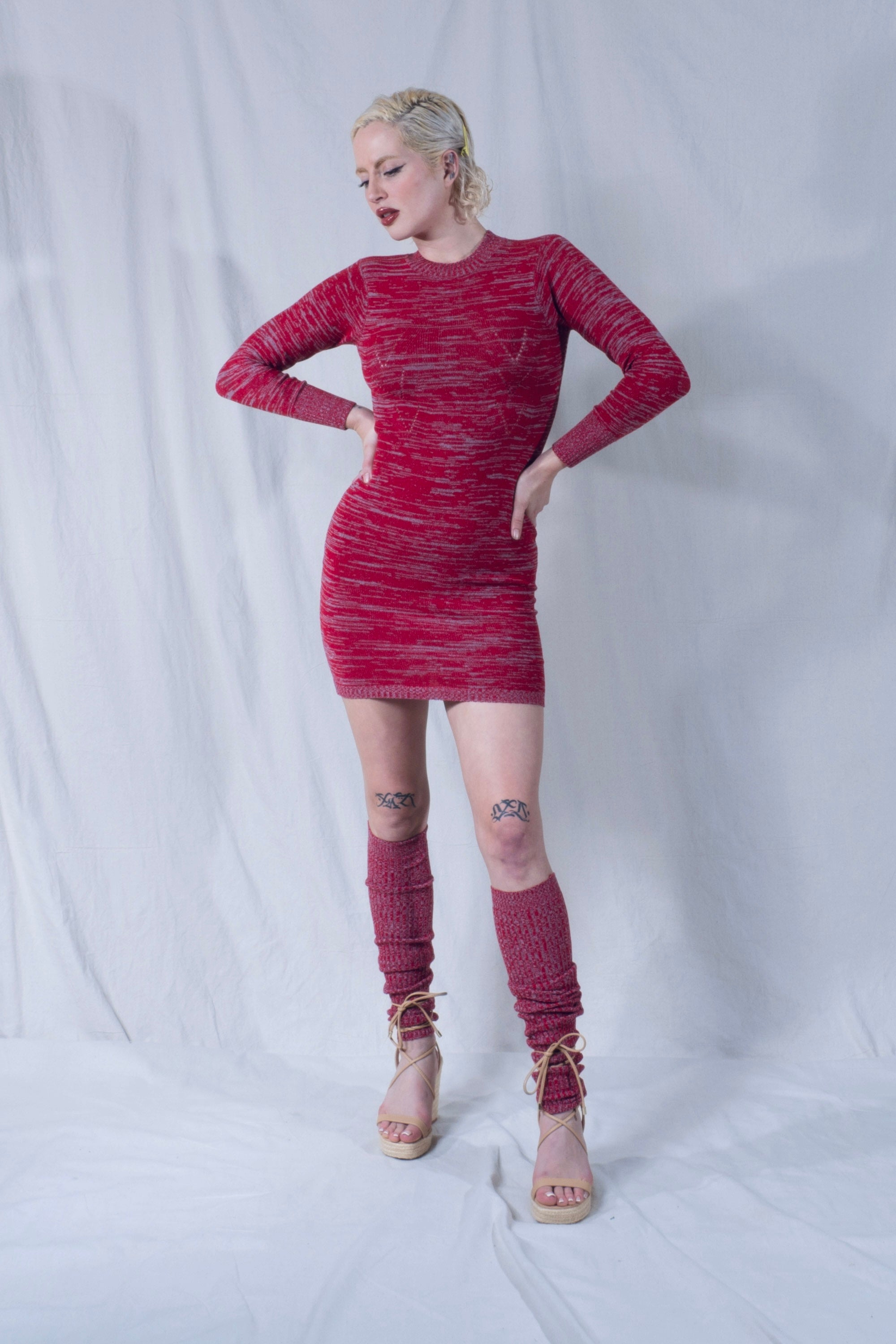 Pima Pontille Long Sleeve Mini Dress in Berry and Blush