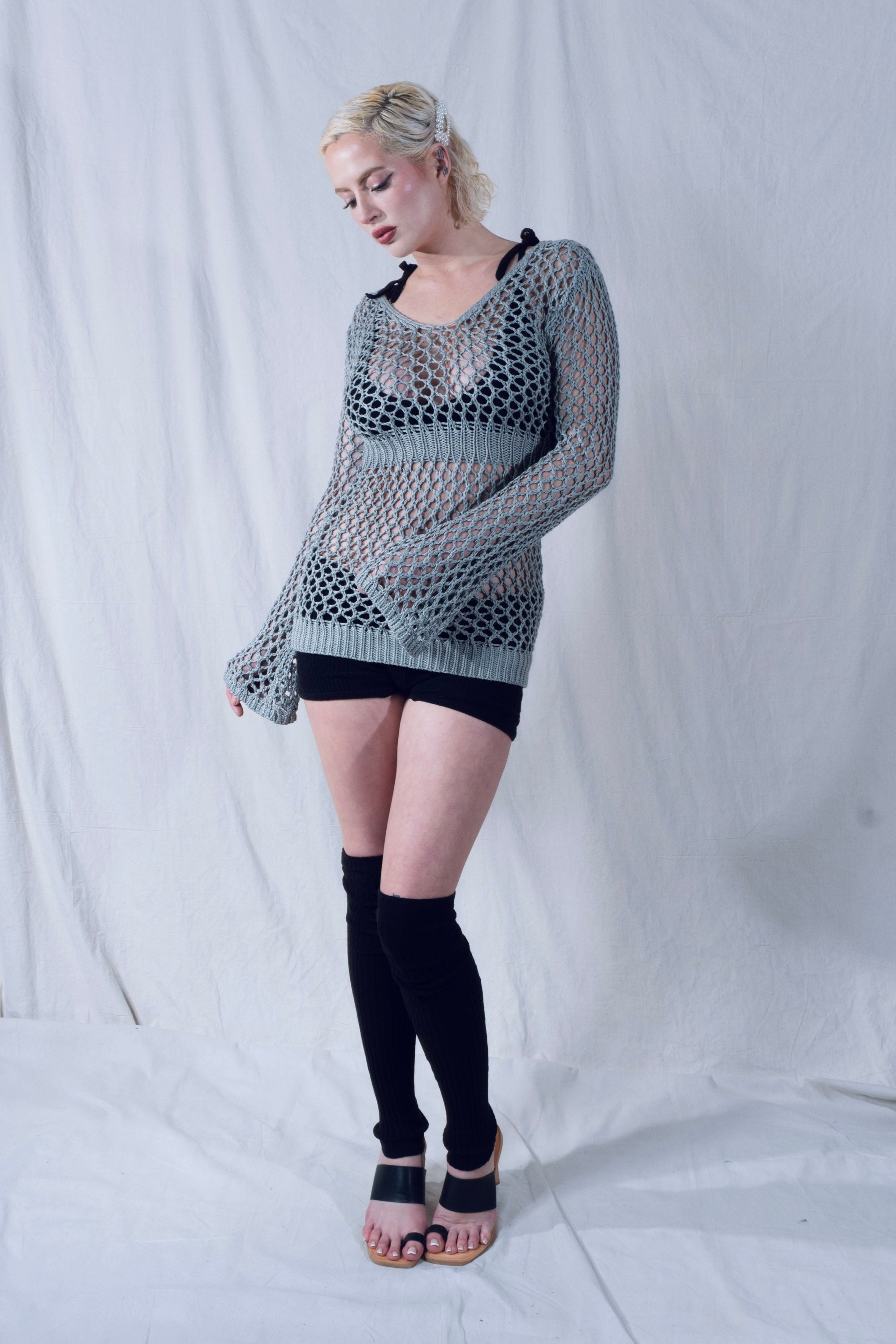 Melo Bell Sleeve Blouse in Silver