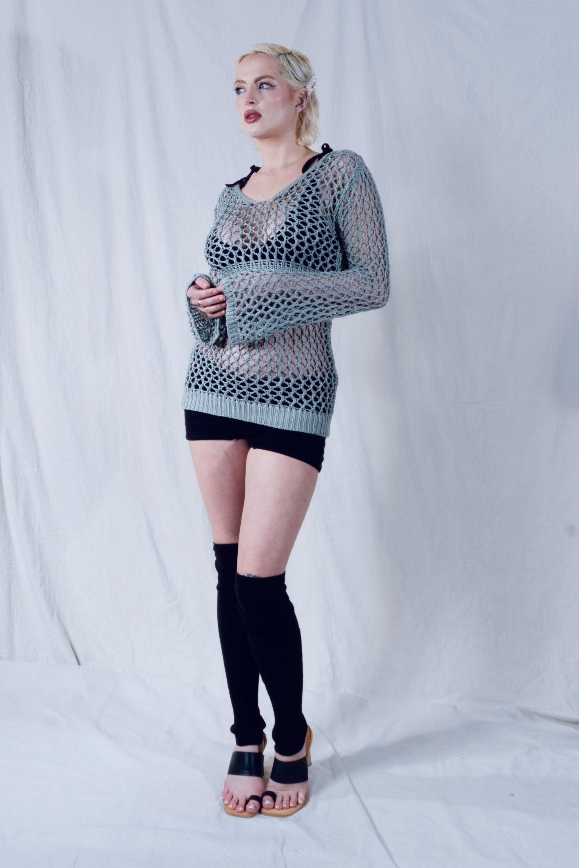 Melo Bell Sleeve Blouse in Silver