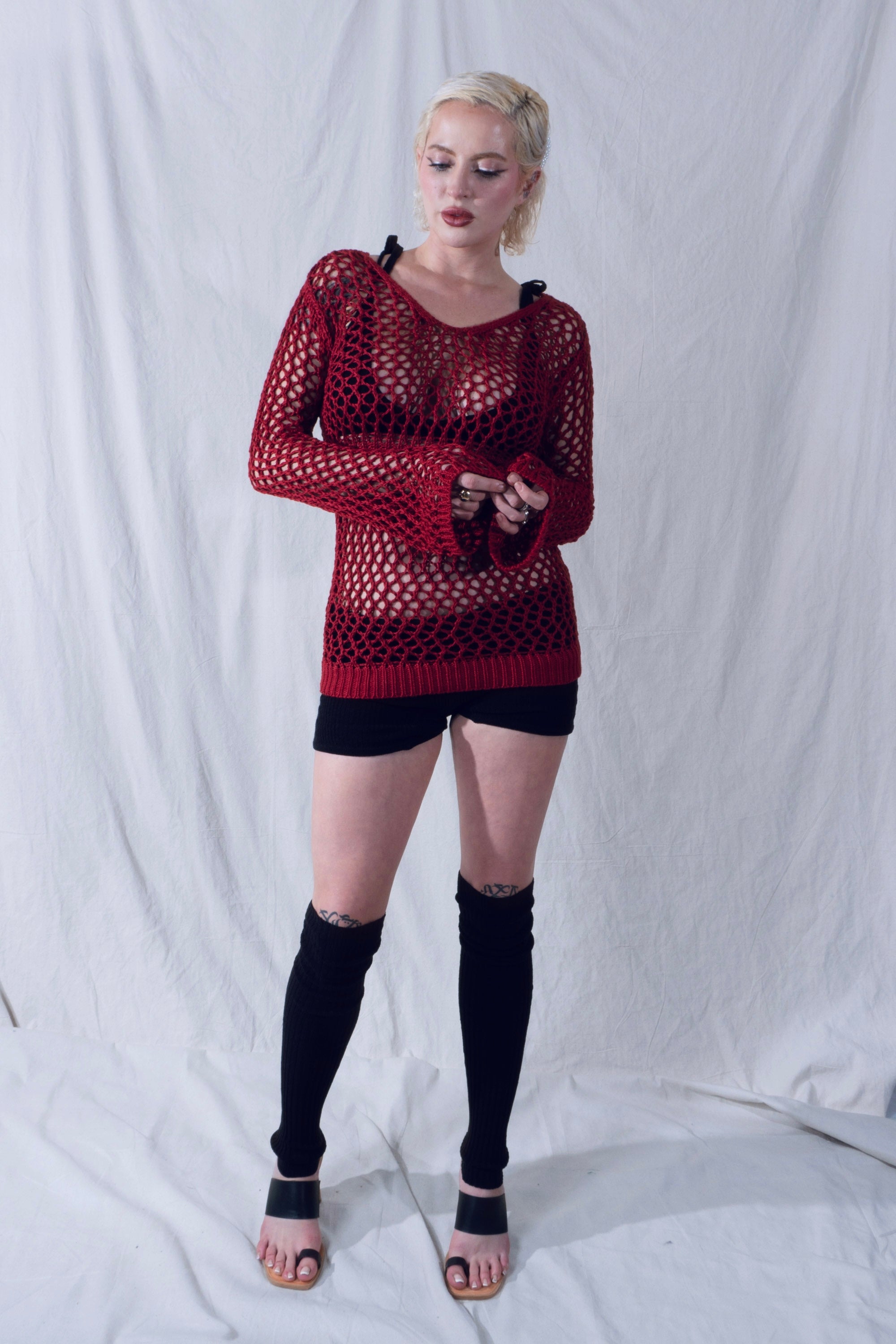 Melo Bell Sleeve Blouse in Crimson Red