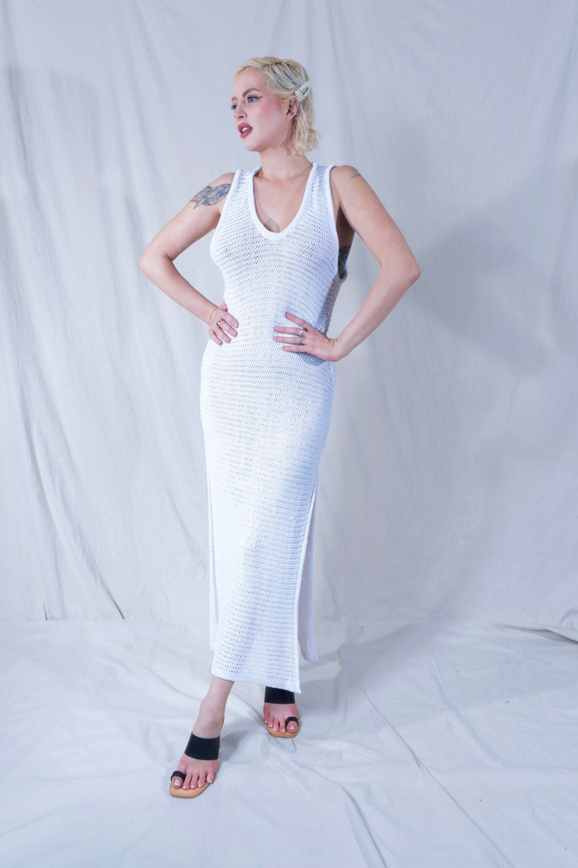 Omi Tank Dress in Optic White