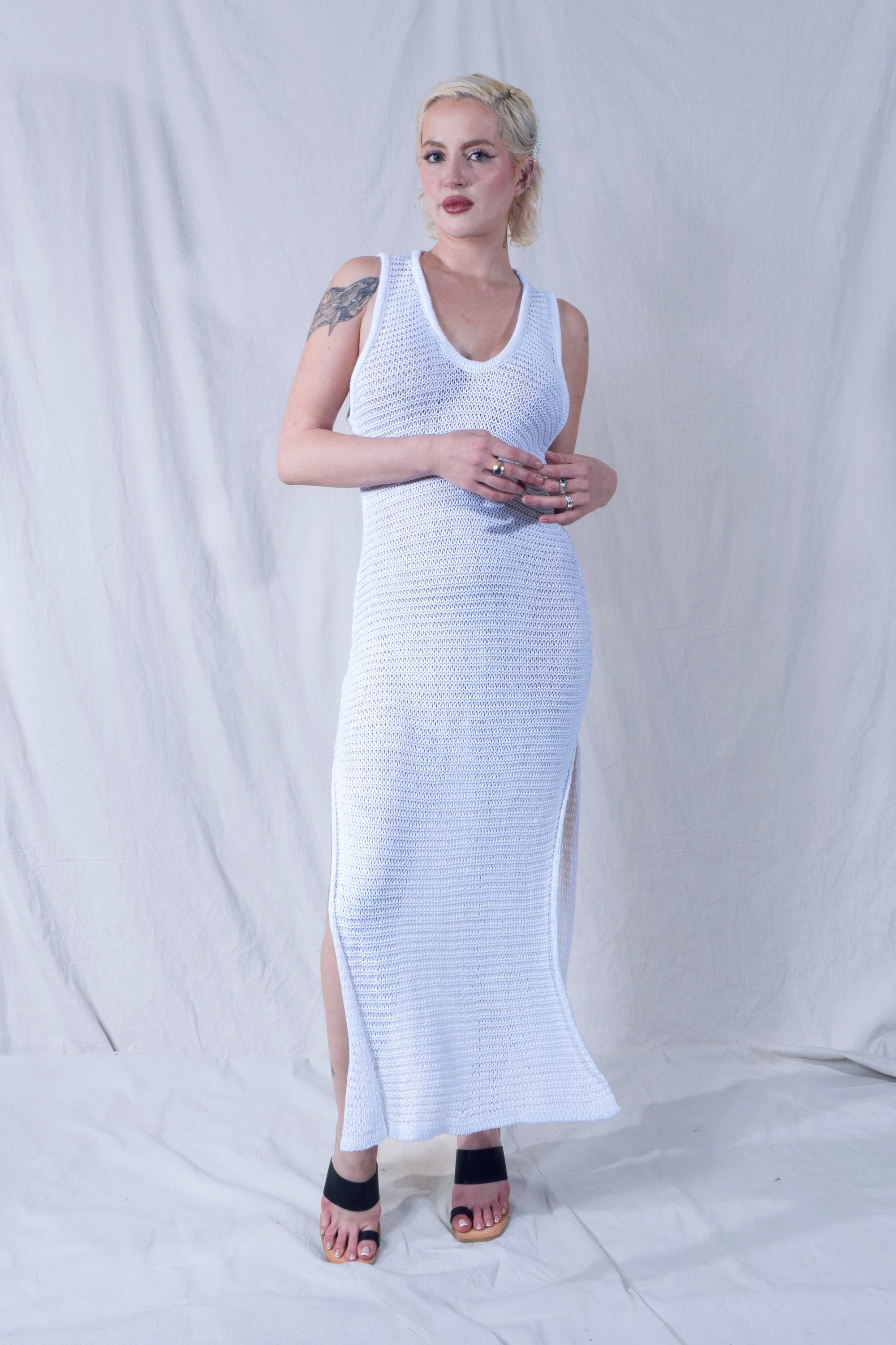 Omi Tank Dress in Optic White