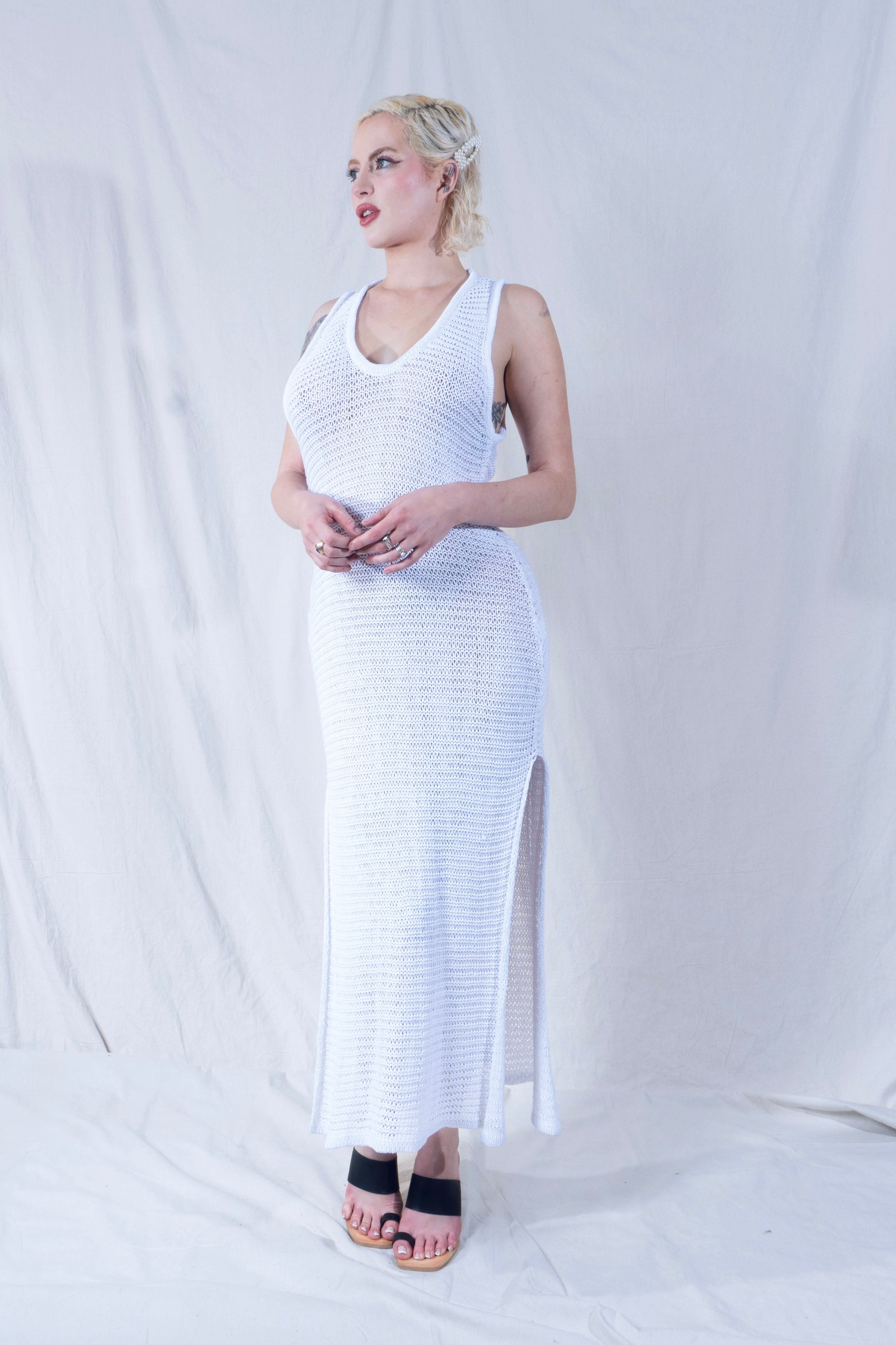 Omi Tank Dress in Optic White