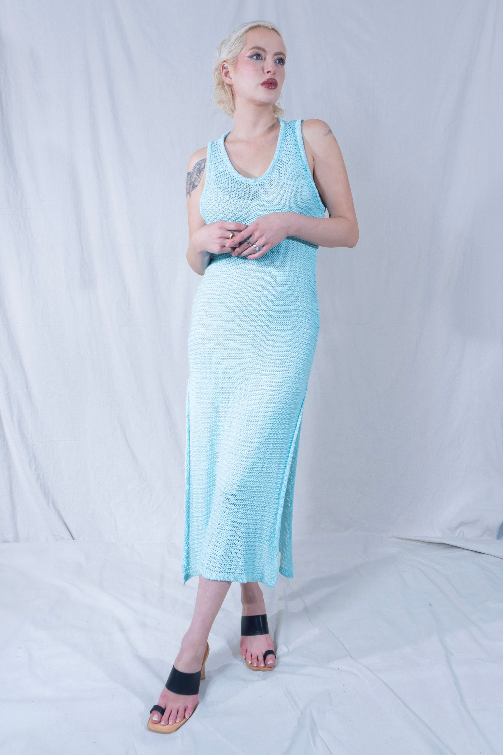 Omi Tank Dress in Turquoise Blue