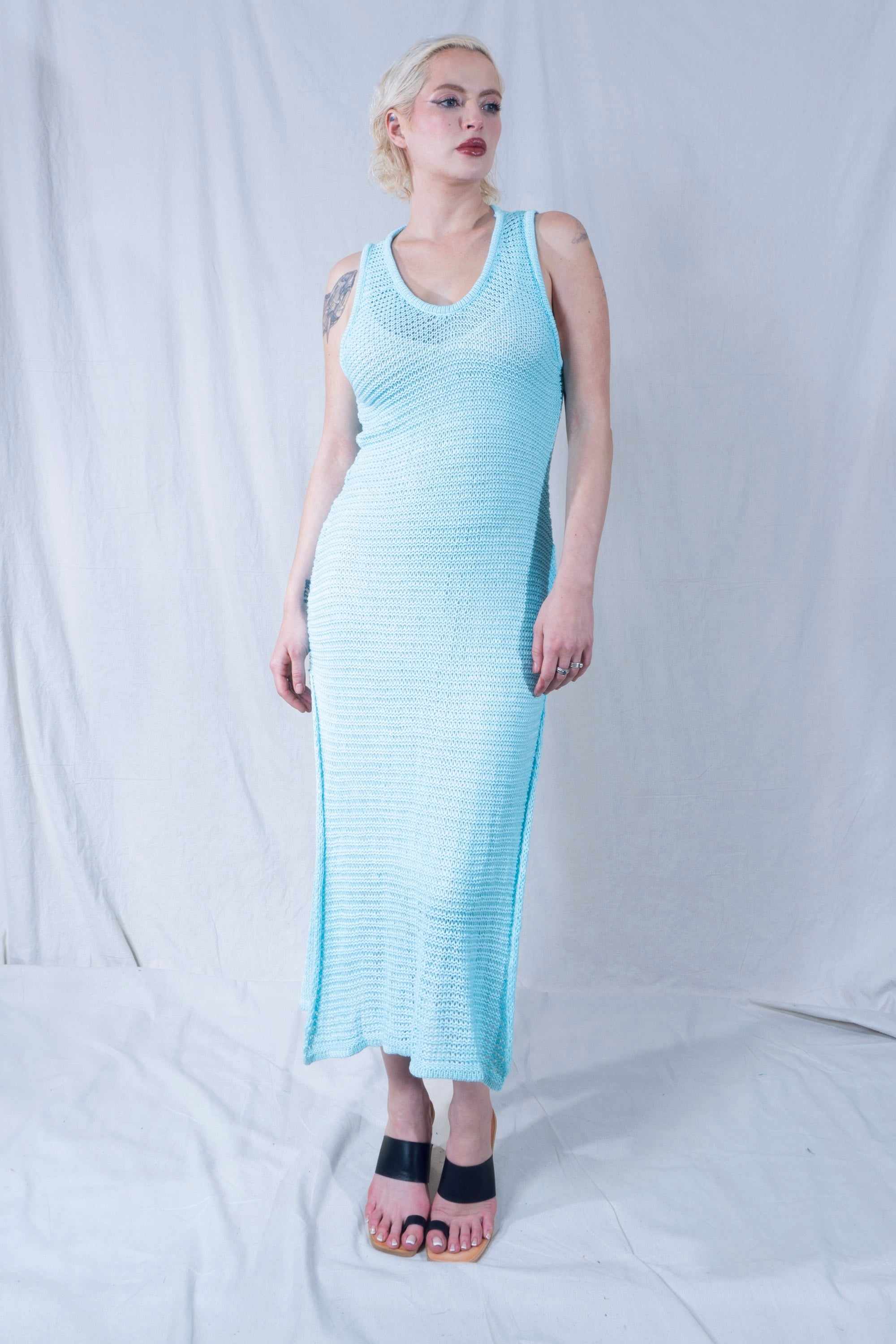 Omi Tank Dress in Turquoise Blue