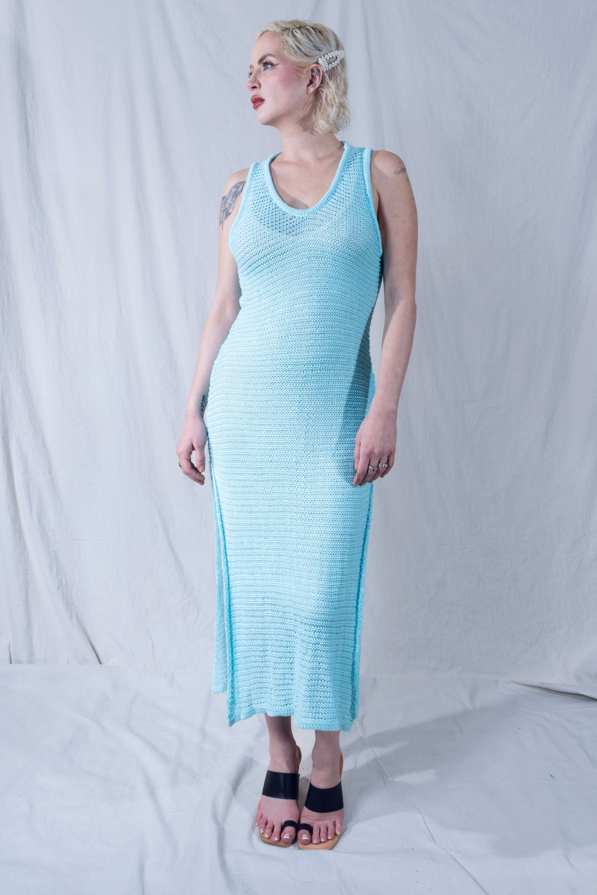 Omi Tank Dress in Turquoise Blue