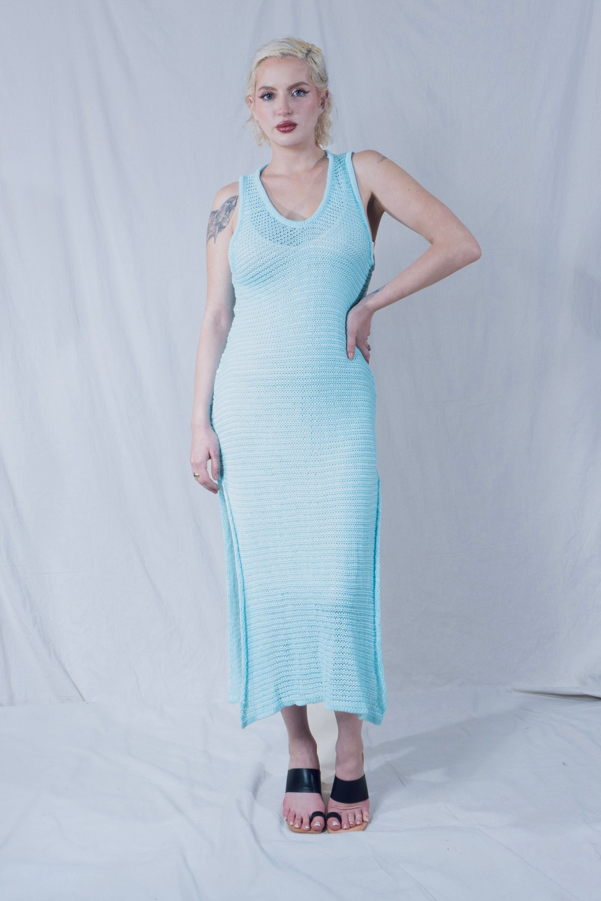 Omi Tank Dress in Turquoise Blue