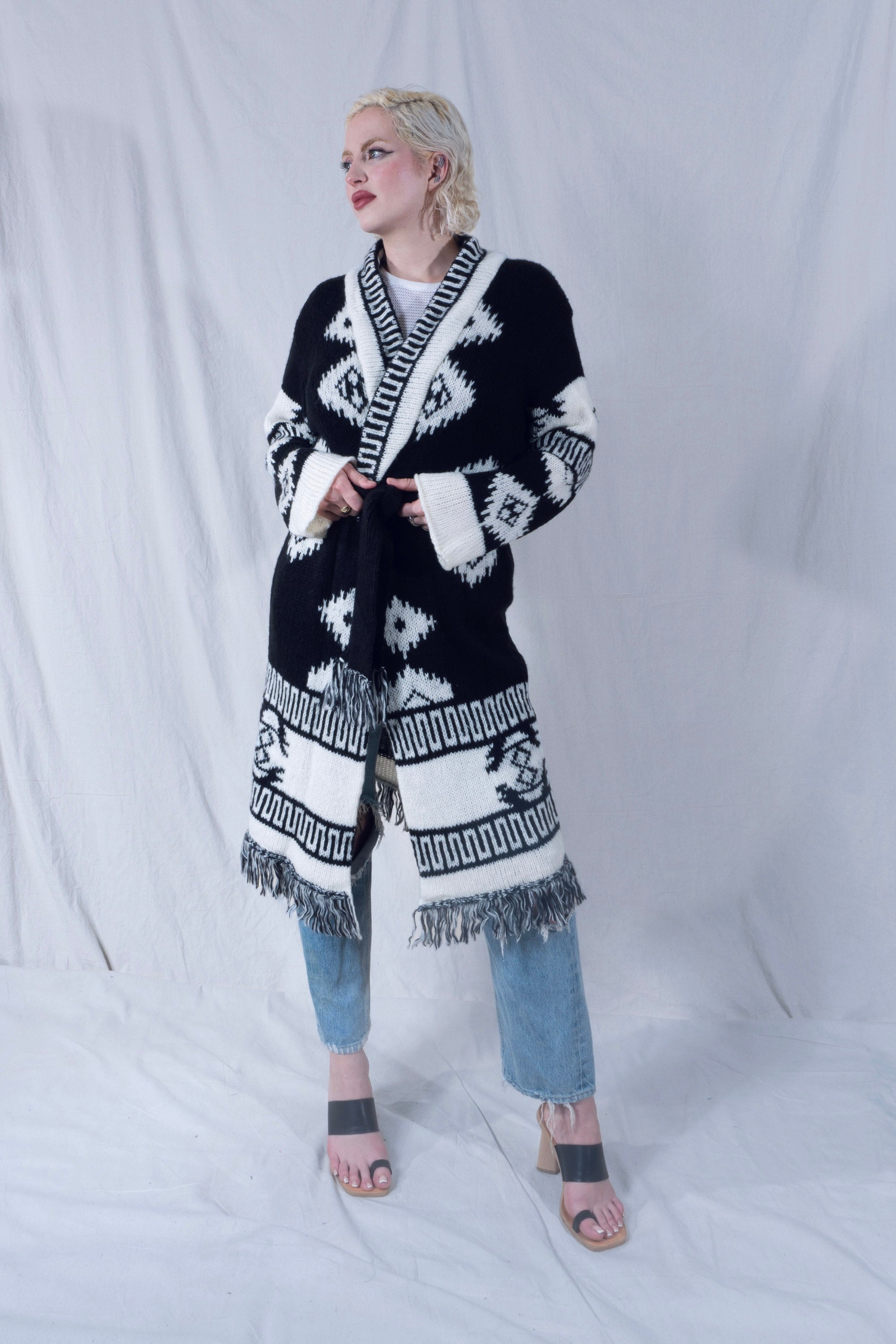 Mareki Cardigan Jacket in Black and White