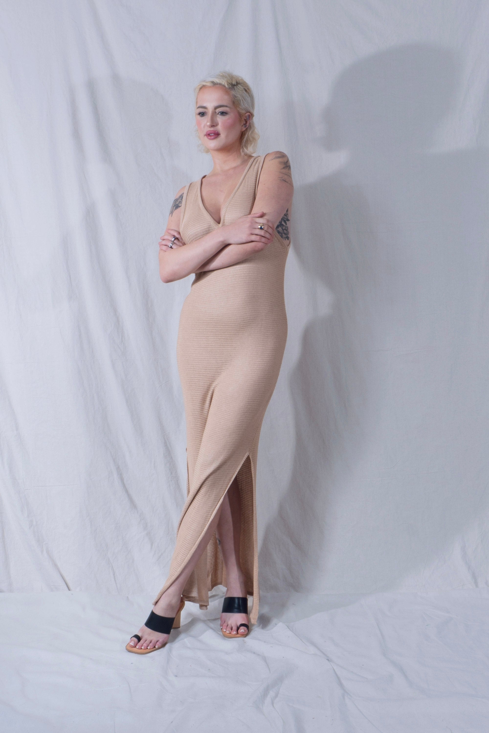 Omi Dress Fine Knit in Nude