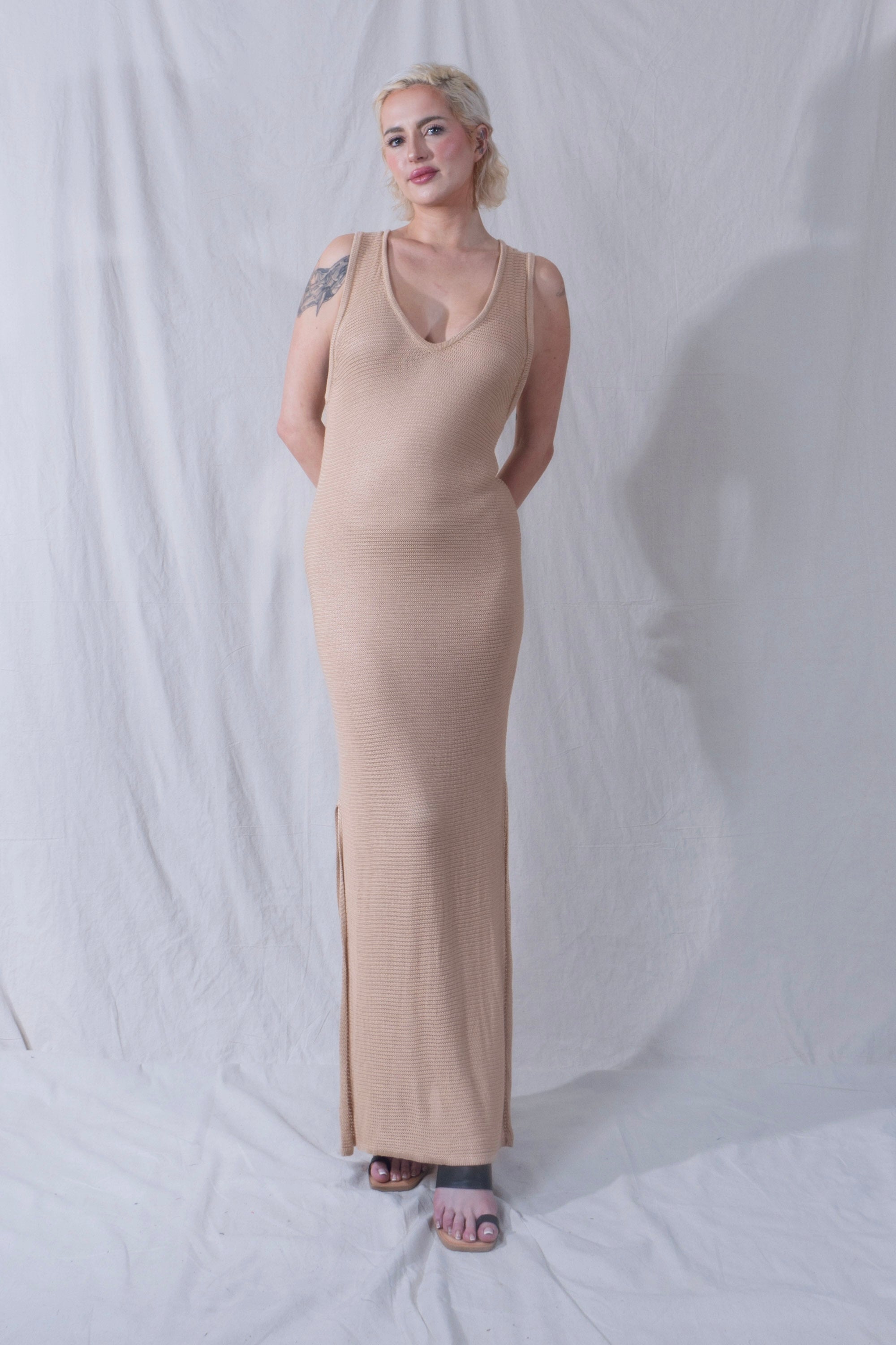 Omi Dress Fine Knit in Nude