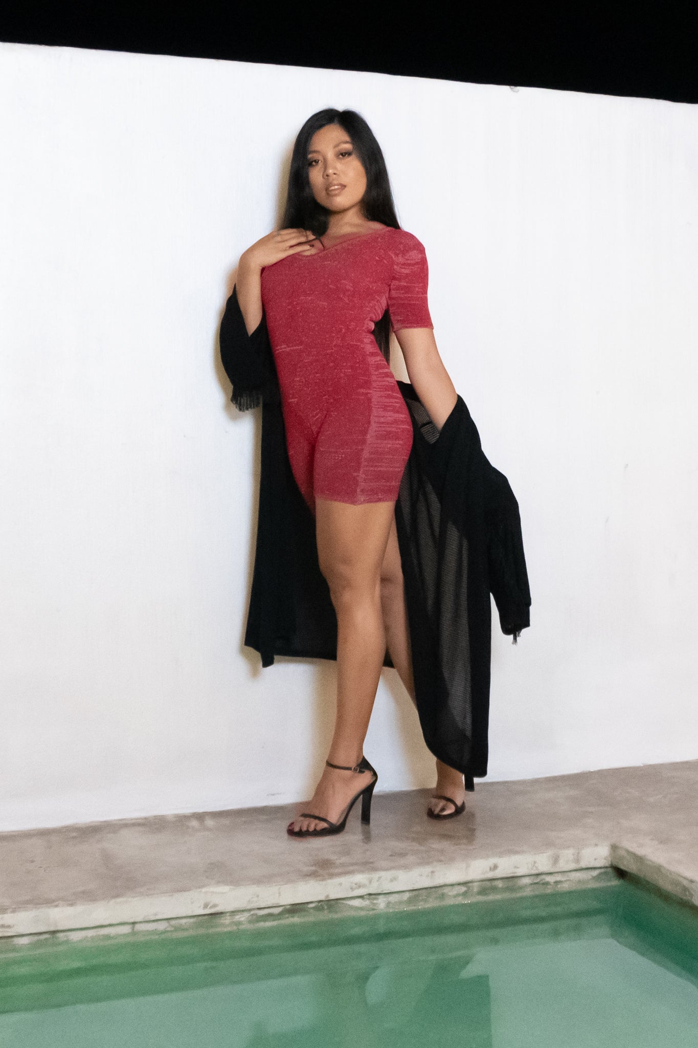 Kelle Scoop Neck Jumpsuit in Berry and Blush