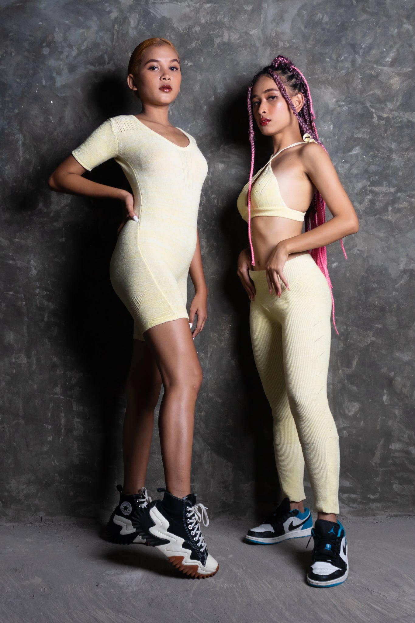 Kelle Scoop Neck Jumpsuit in Canary and Cream