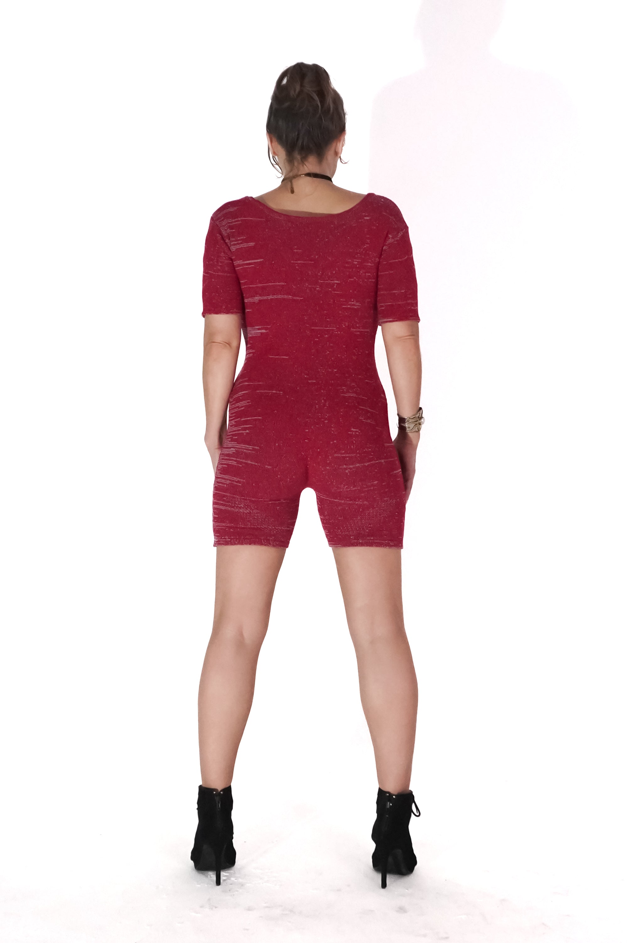 Kelle Scoop Neck Jumpsuit in Red and Purple