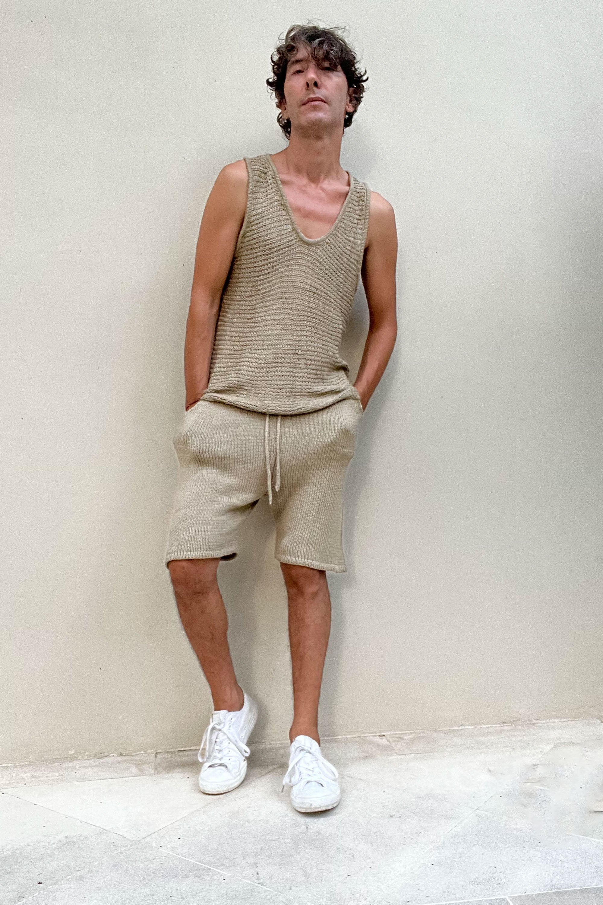 Boone Chain Mail Tank Top in Sand