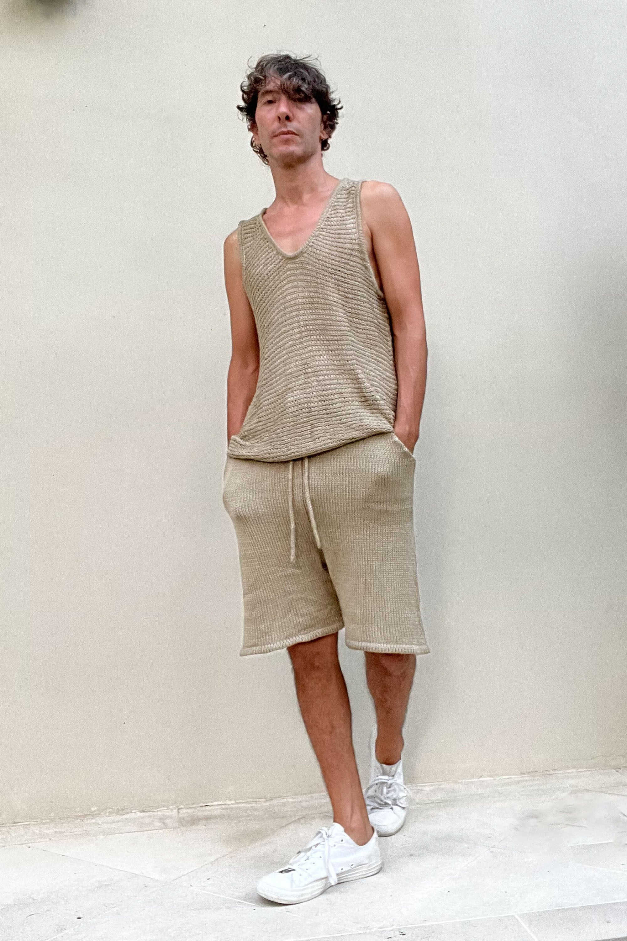 Boone Chain Mail Tank Top in Sand