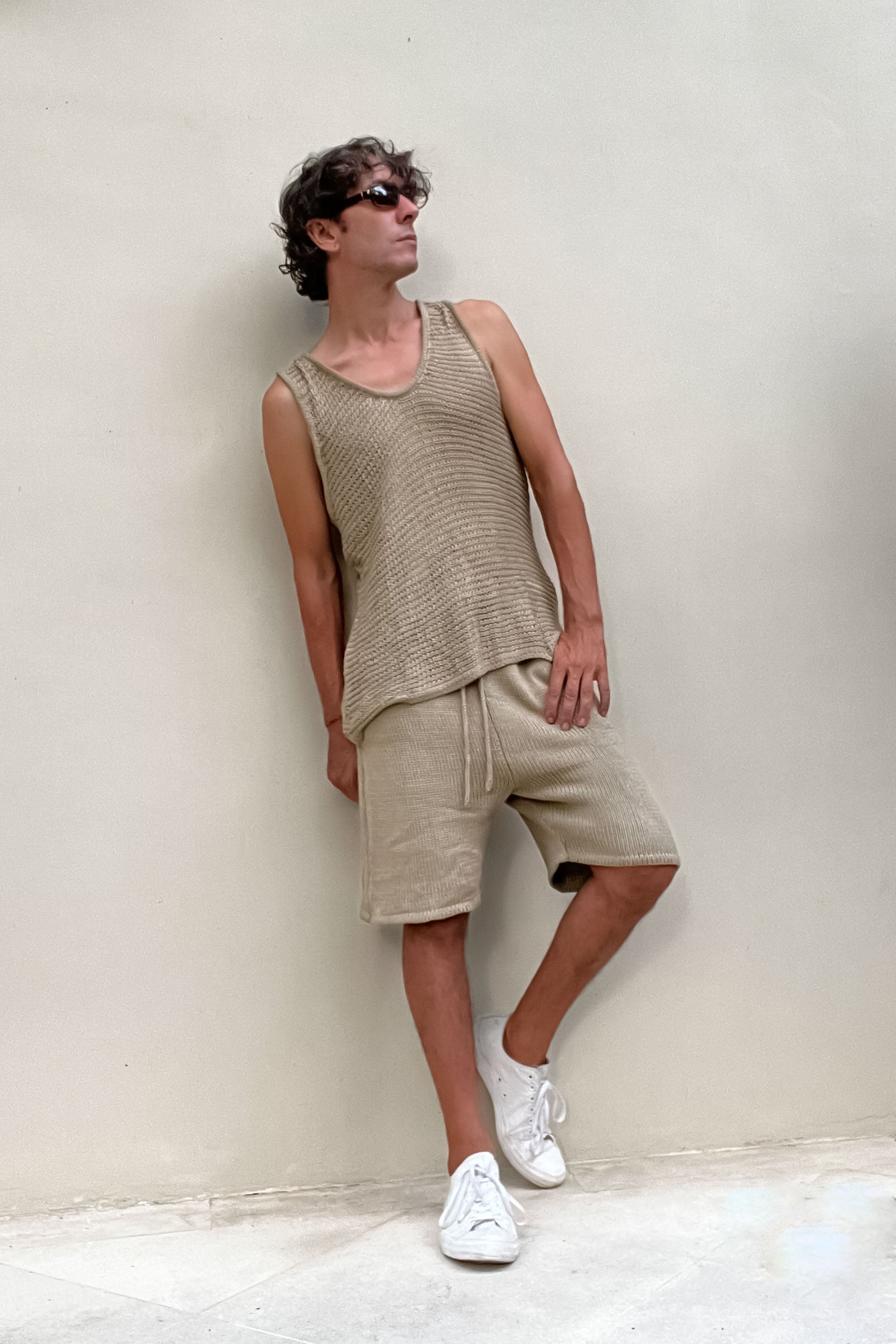 Boone Chain Mail Tank Top in Sand