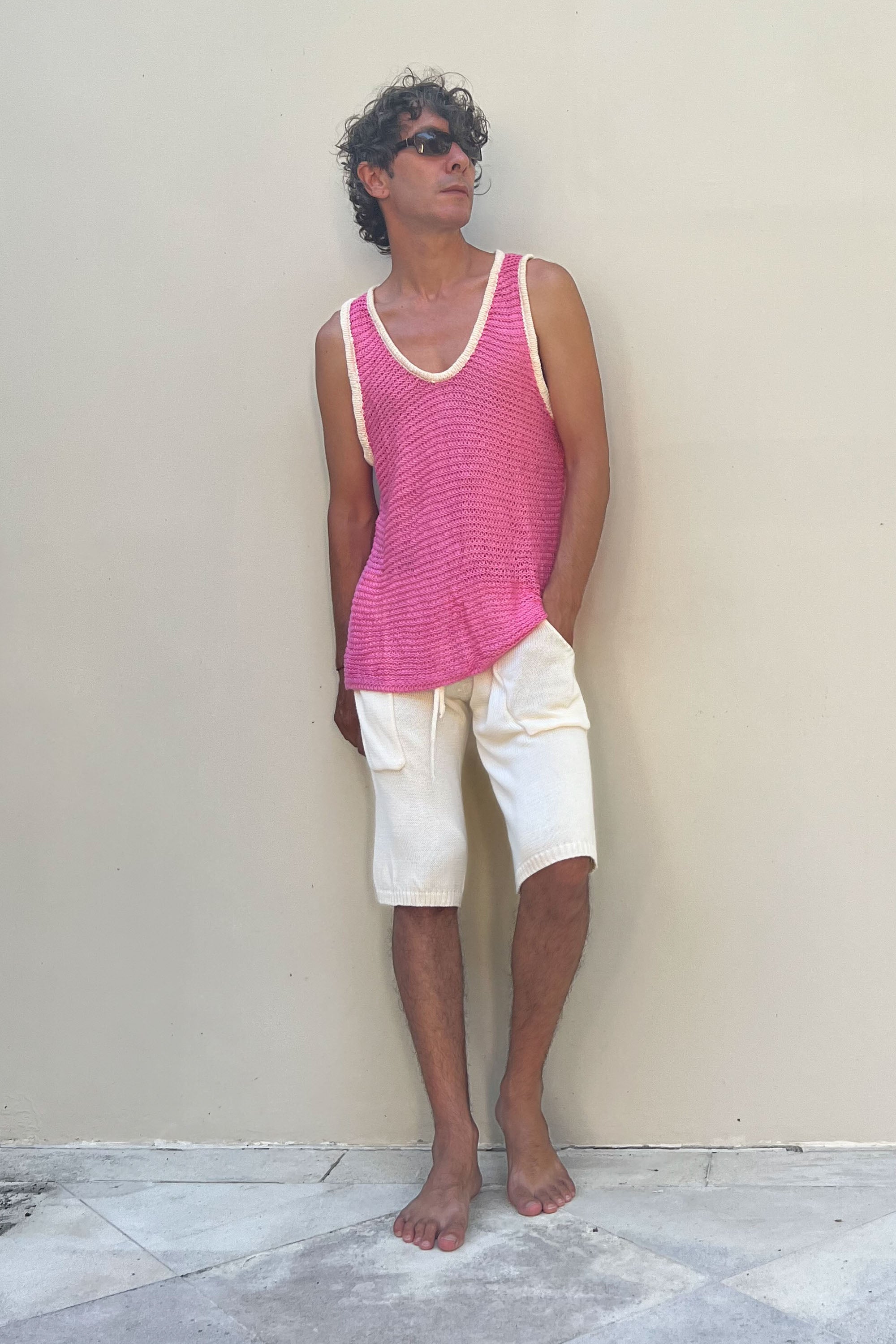 Boone Chain Mail Tank Top in Pink