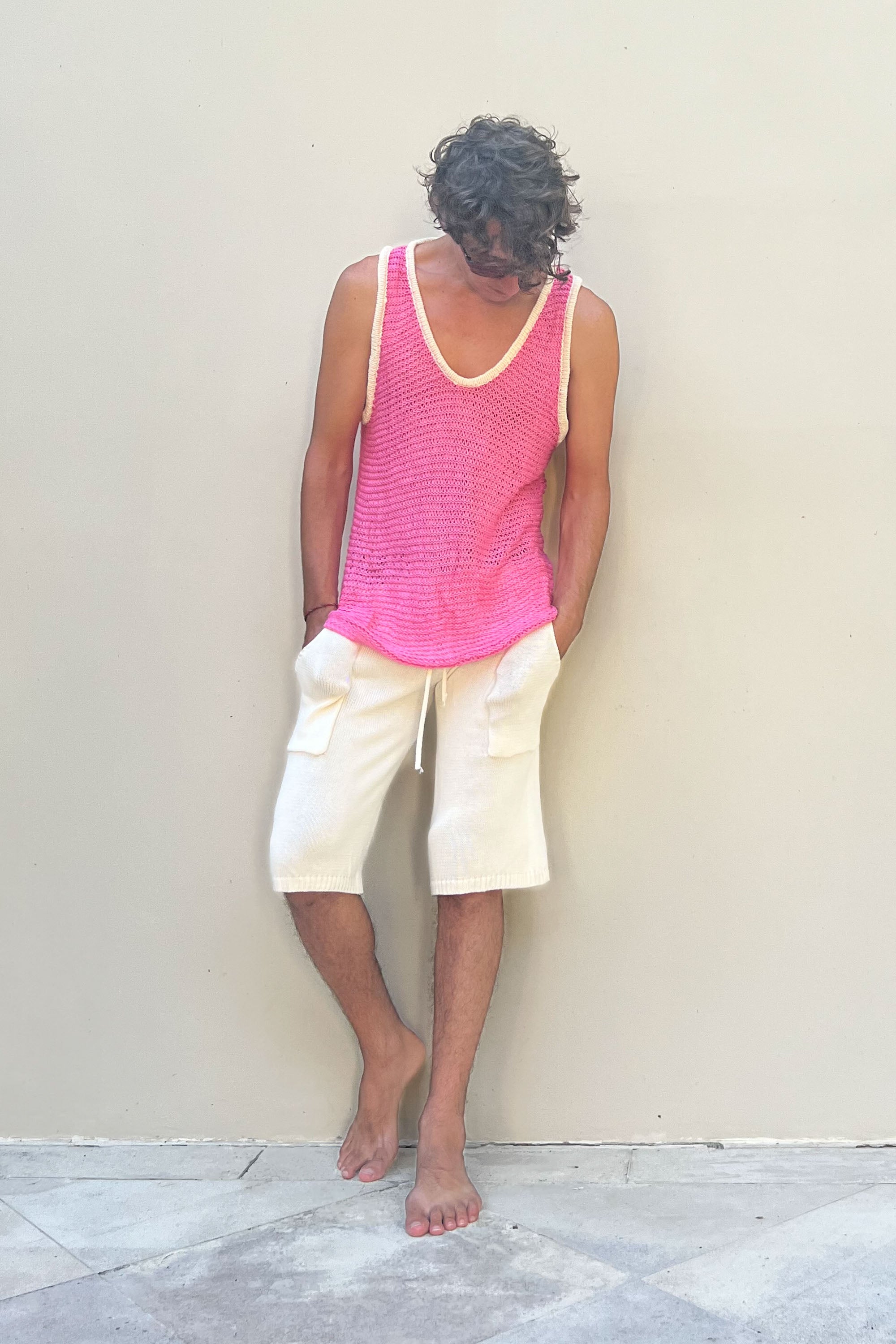 Boone Chain Mail Tank Top in Pink