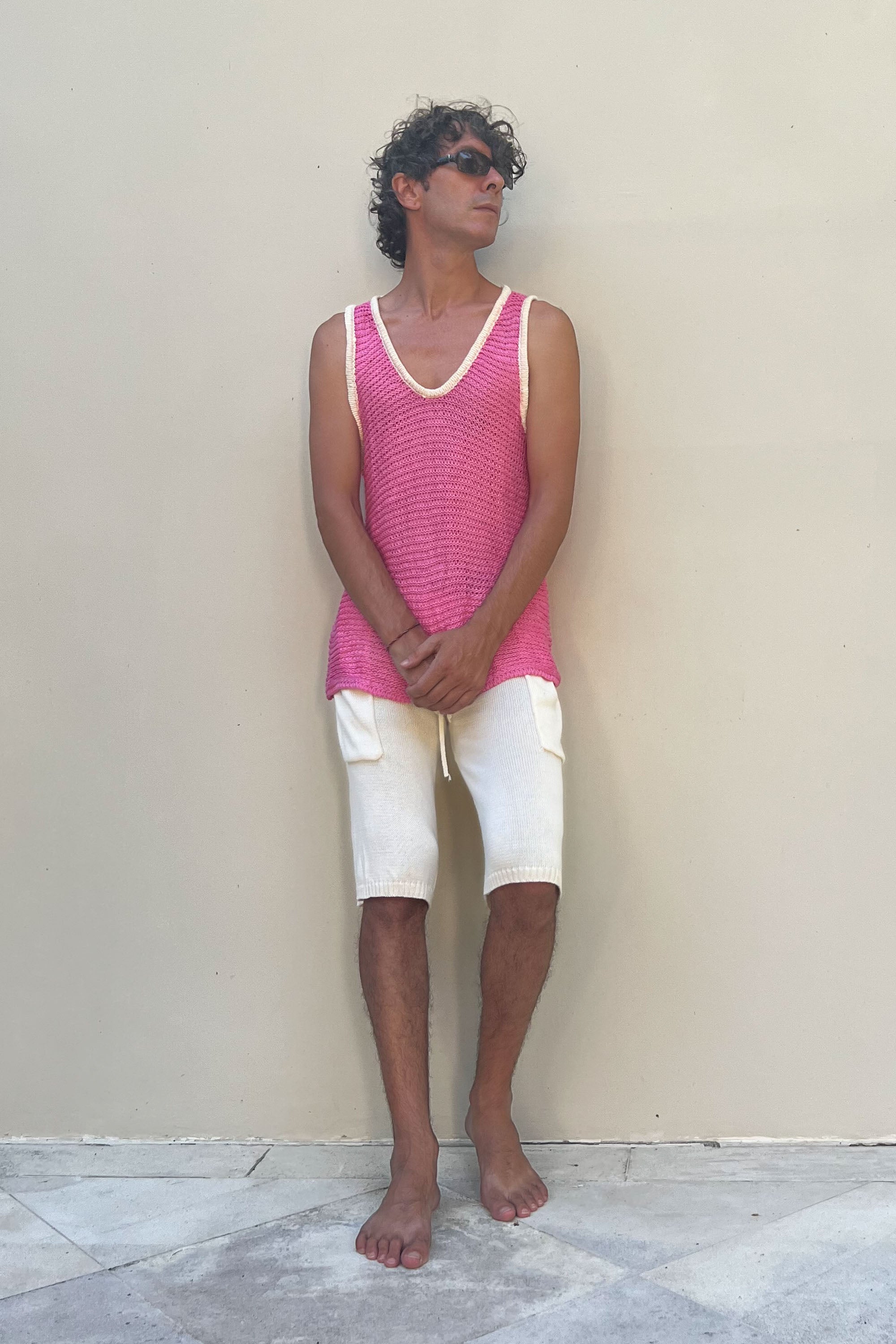 Boone Chain Mail Tank Top in Pink