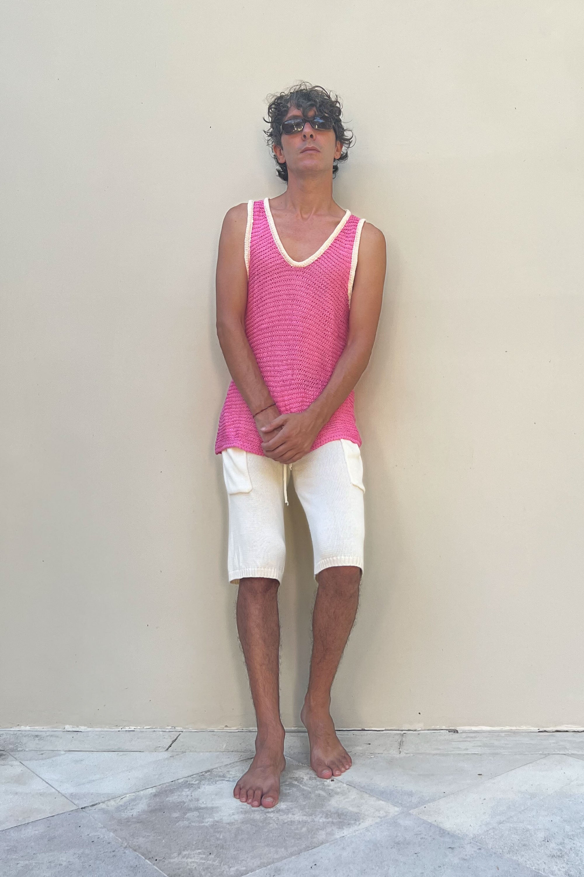 Boone Chain Mail Tank Top in Pink