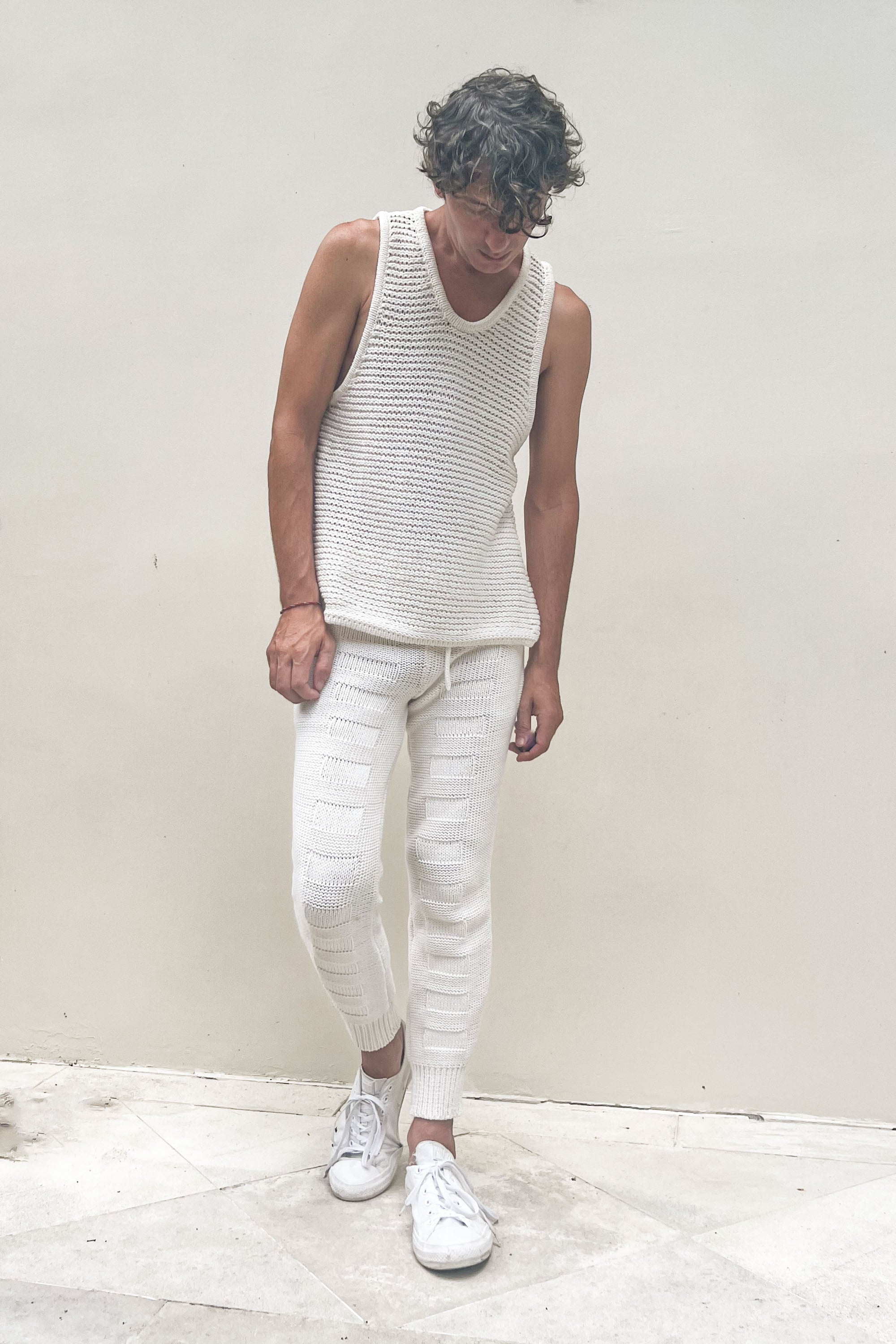 Boone Chain Mail Tank Top in White