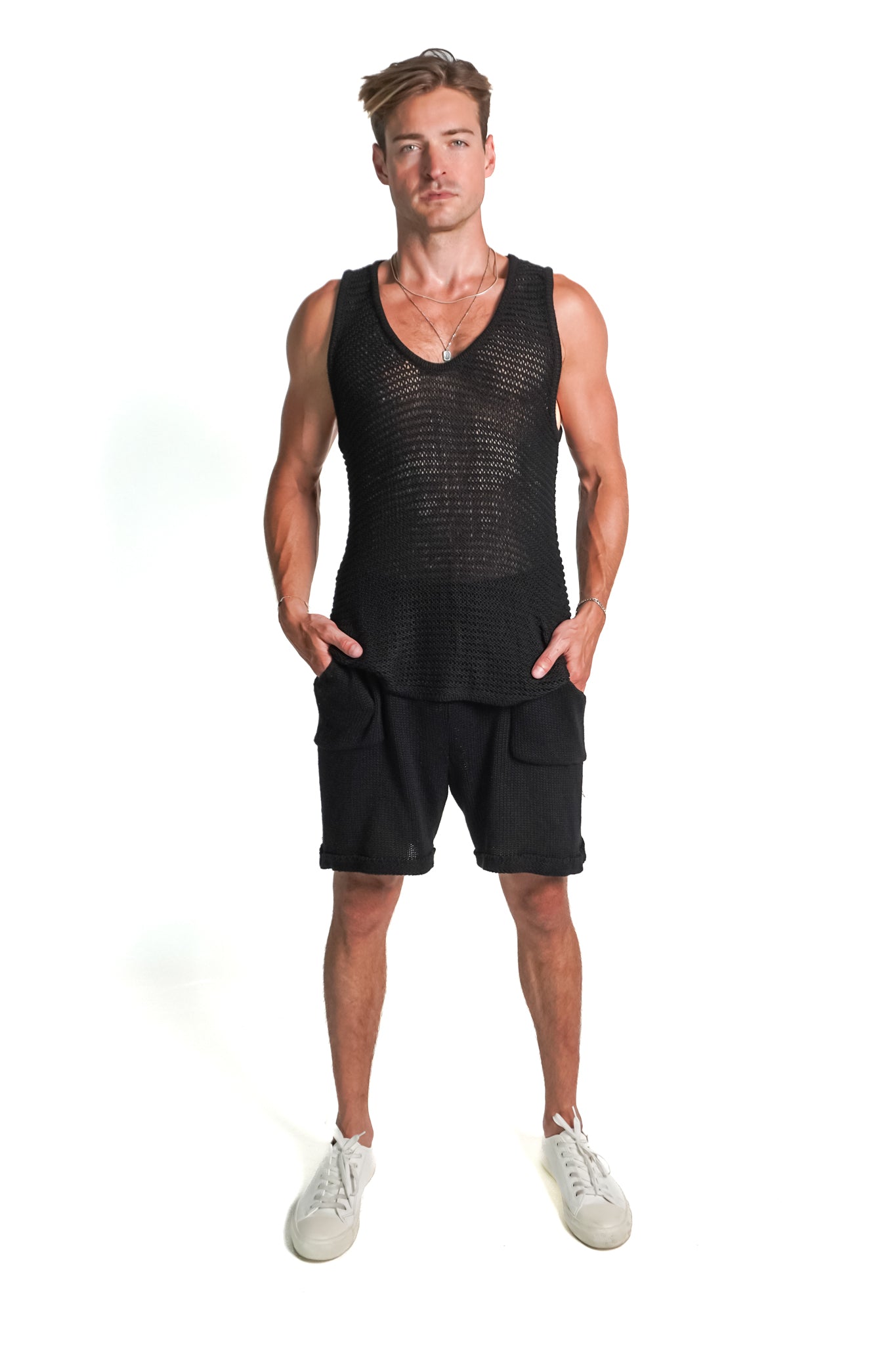 Boone Chain Mail Tank Top in Black