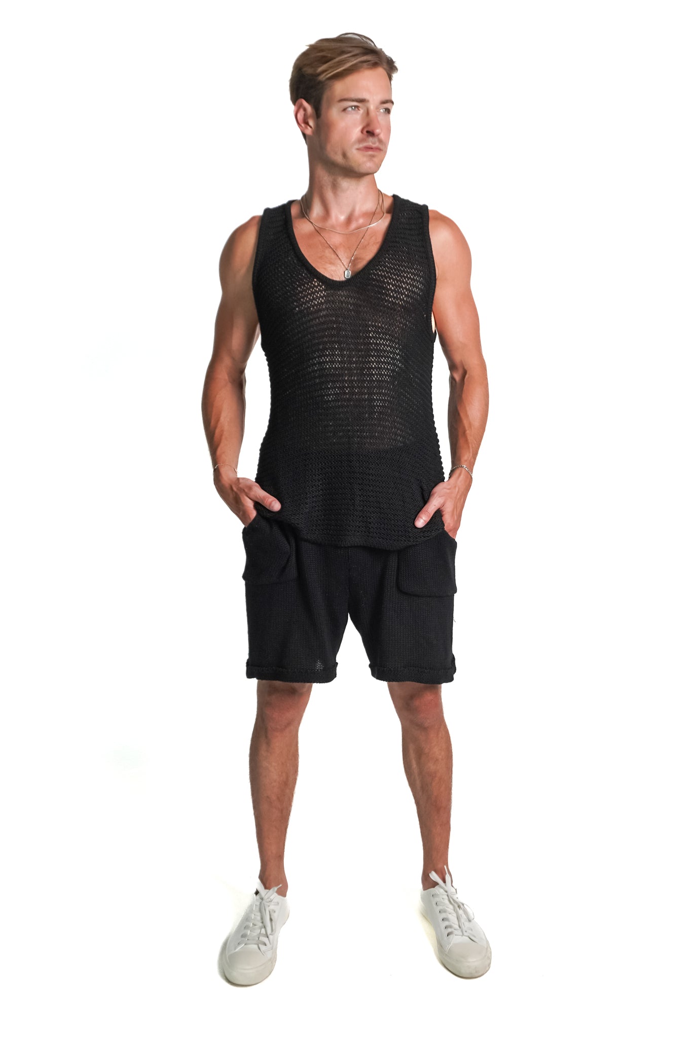 Boone Chain Mail Tank Top in Black