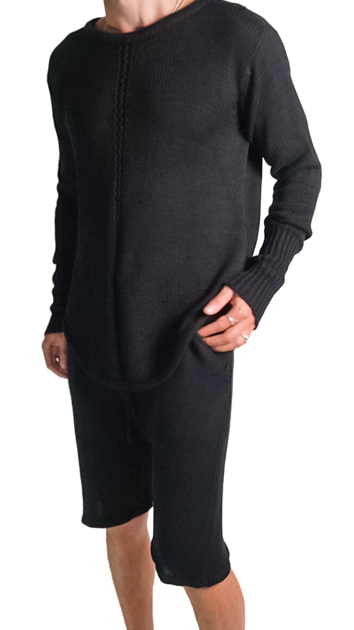 Davos Crew Neck Sweater in Black