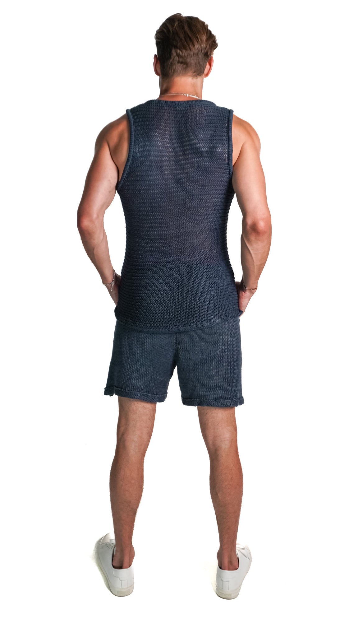 Boone Chain Mail Tank Top in Navy