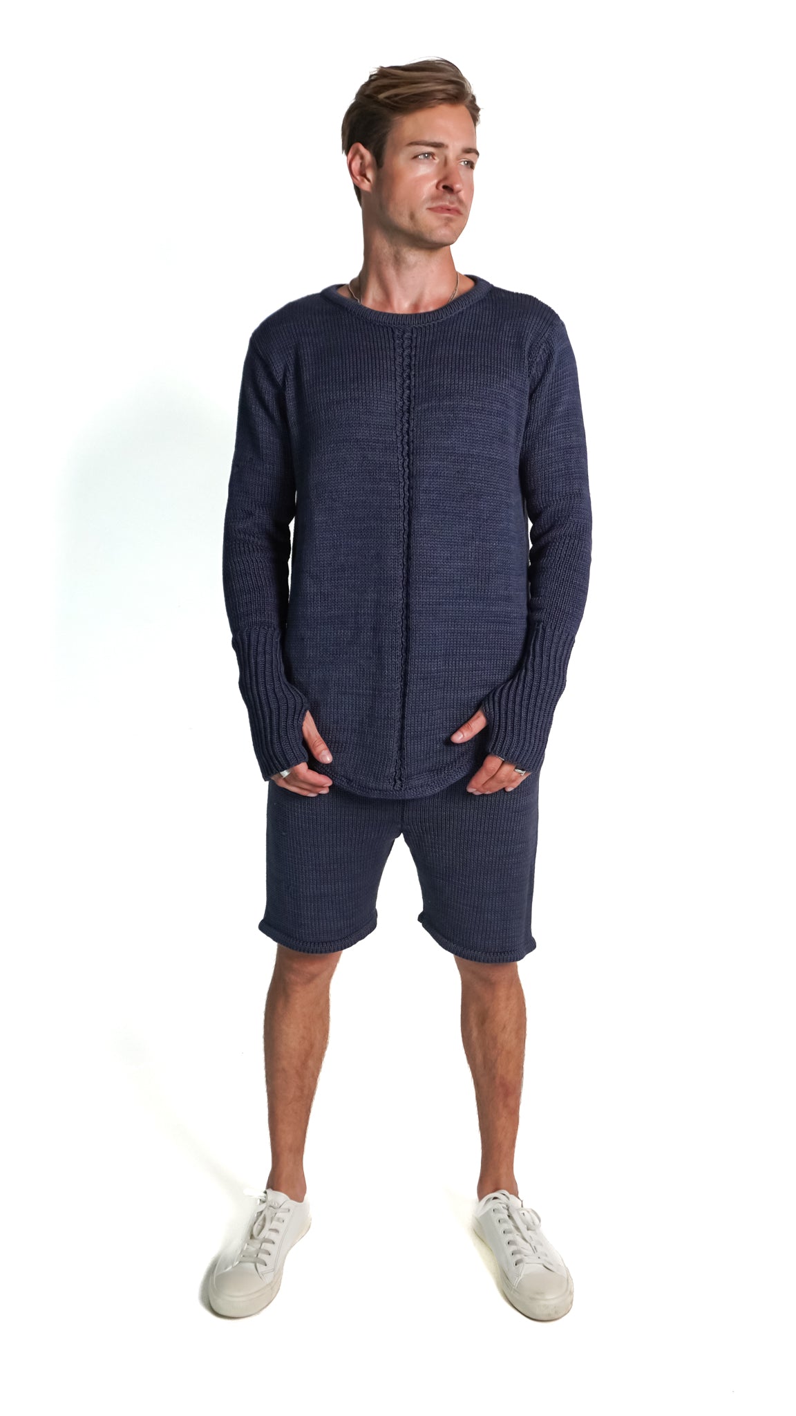 Davos Crew Neck Sweater in Navy