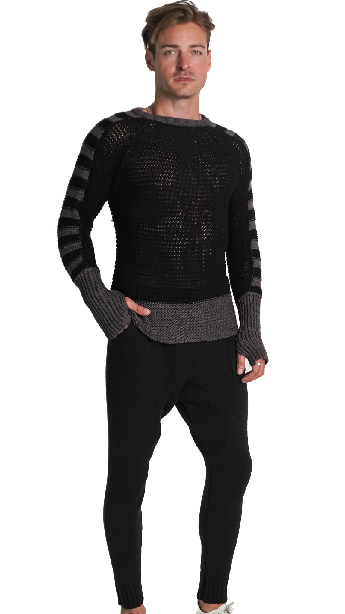 Marten Chain Mail Sweater in Black and Dusk