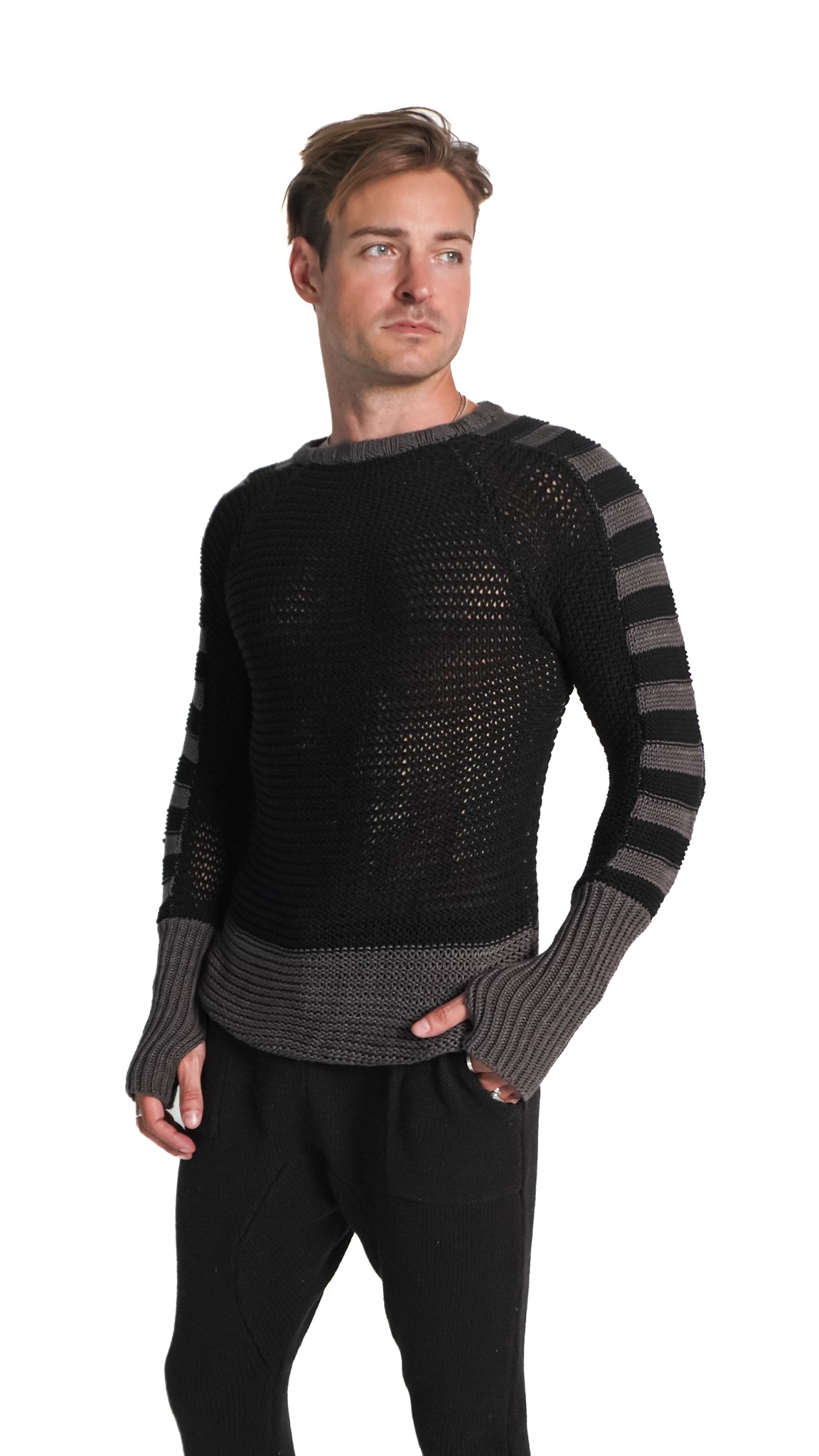 Marten Chain Mail Sweater in Black and Dusk