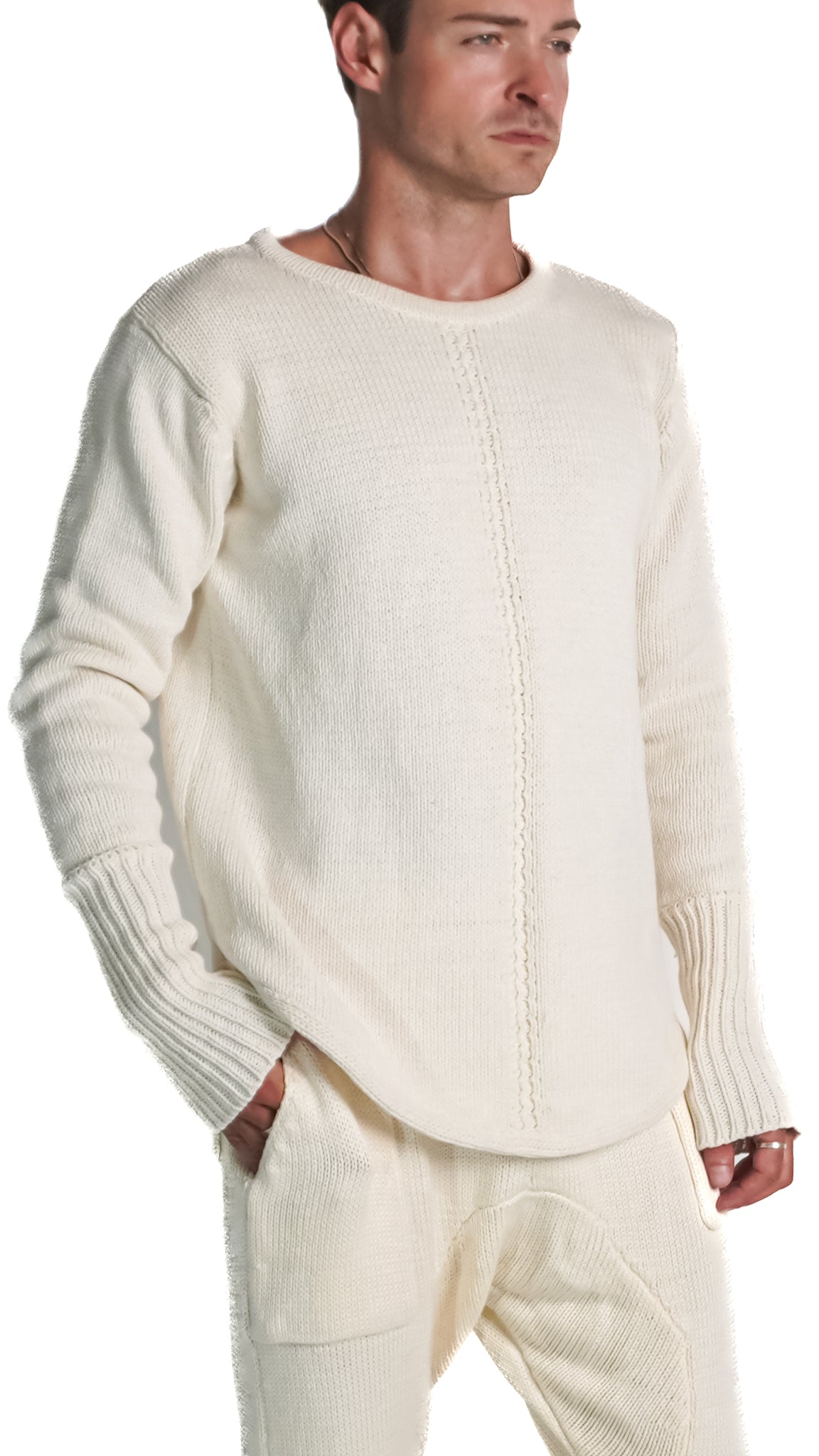 Davos Crew Neck Sweater in White