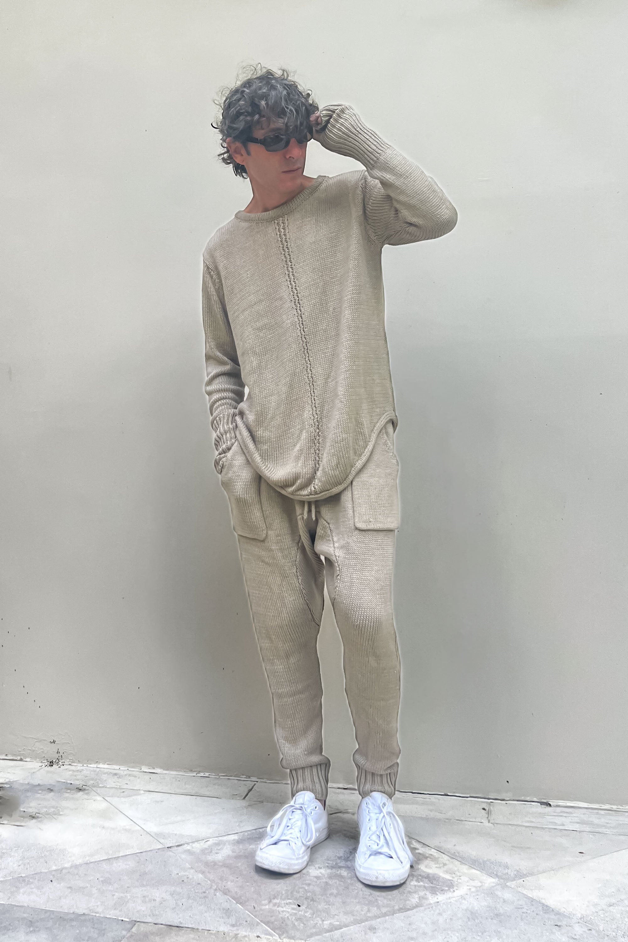 Mino Joggers in Sand Jersey