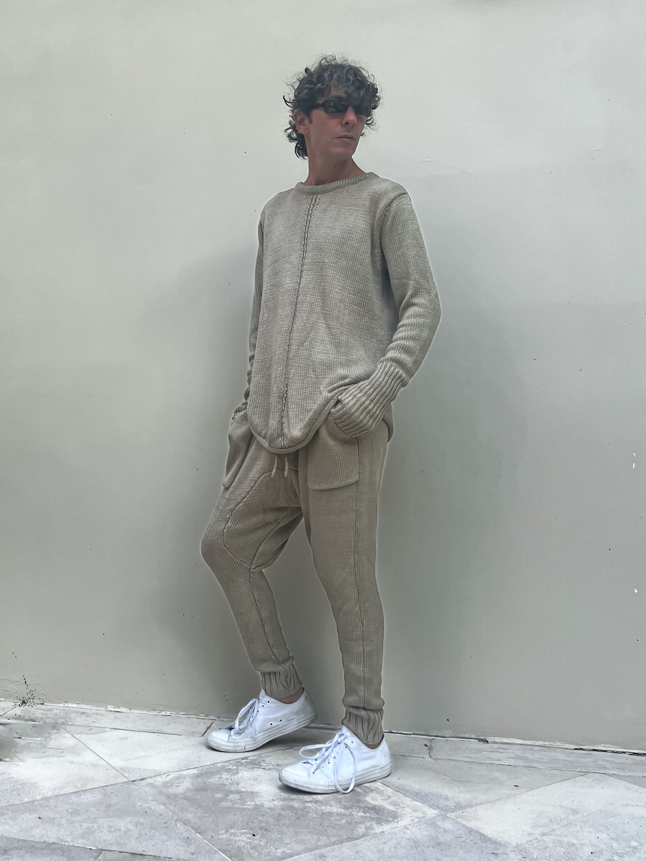 Davos Crew Neck Sweater in Sand