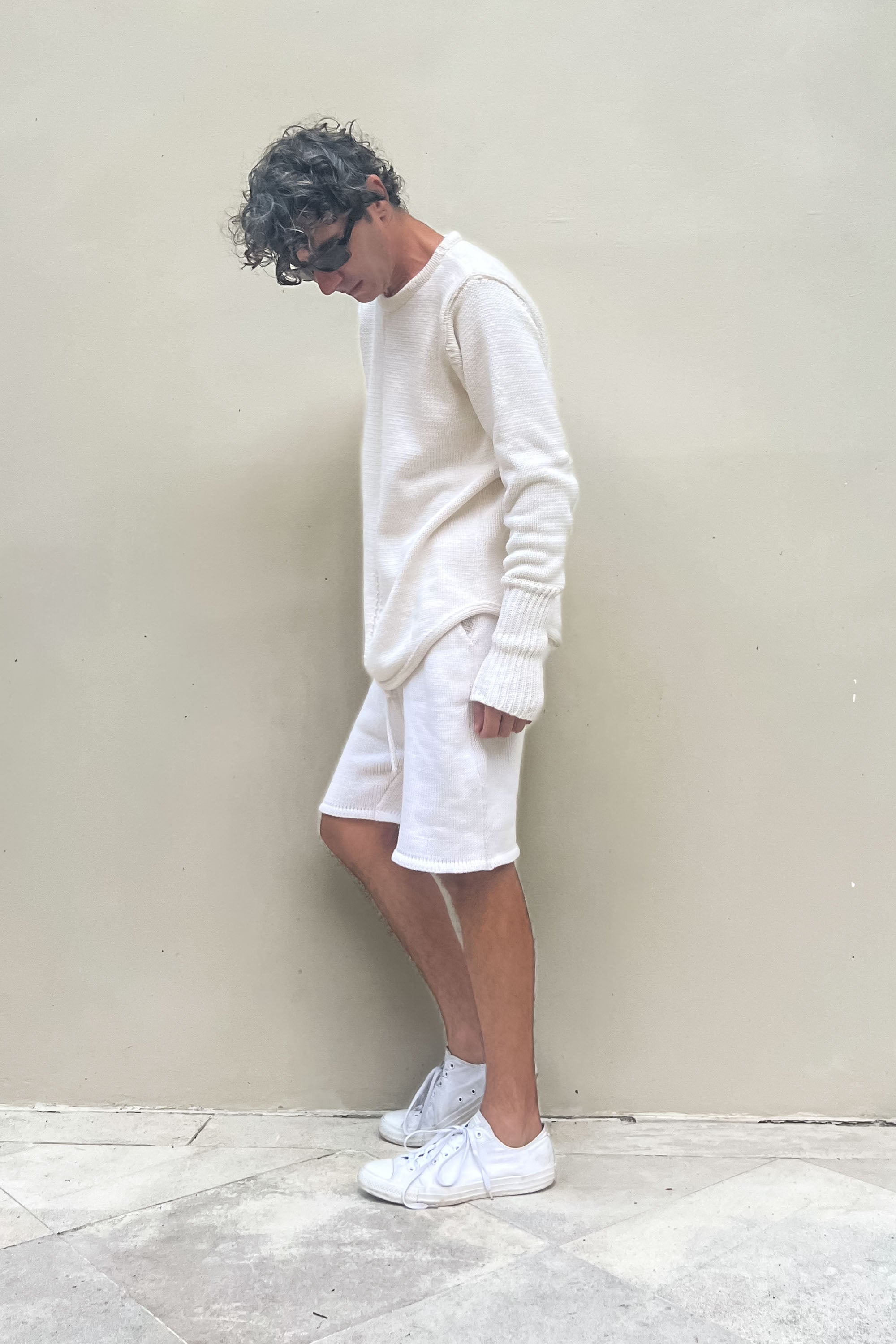 Davos Crew Neck Sweater in White