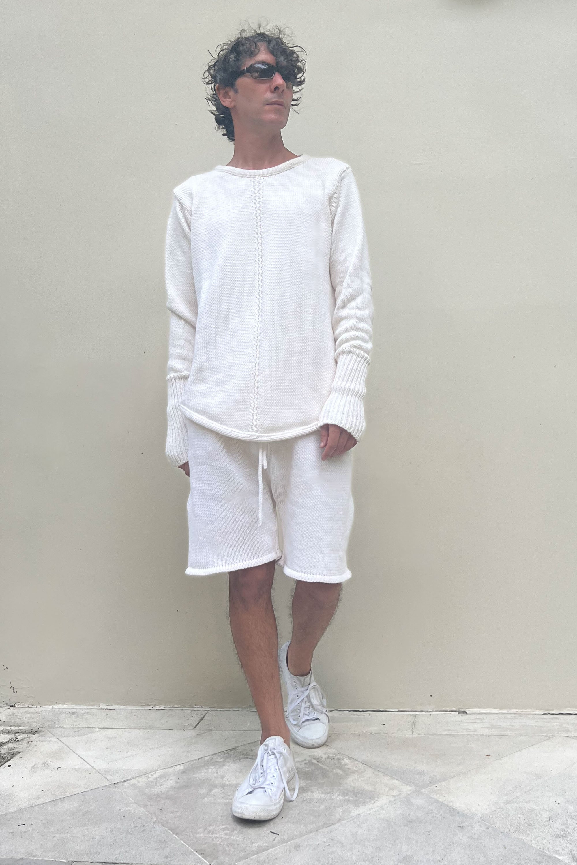 Davos Crew Neck Sweater in White