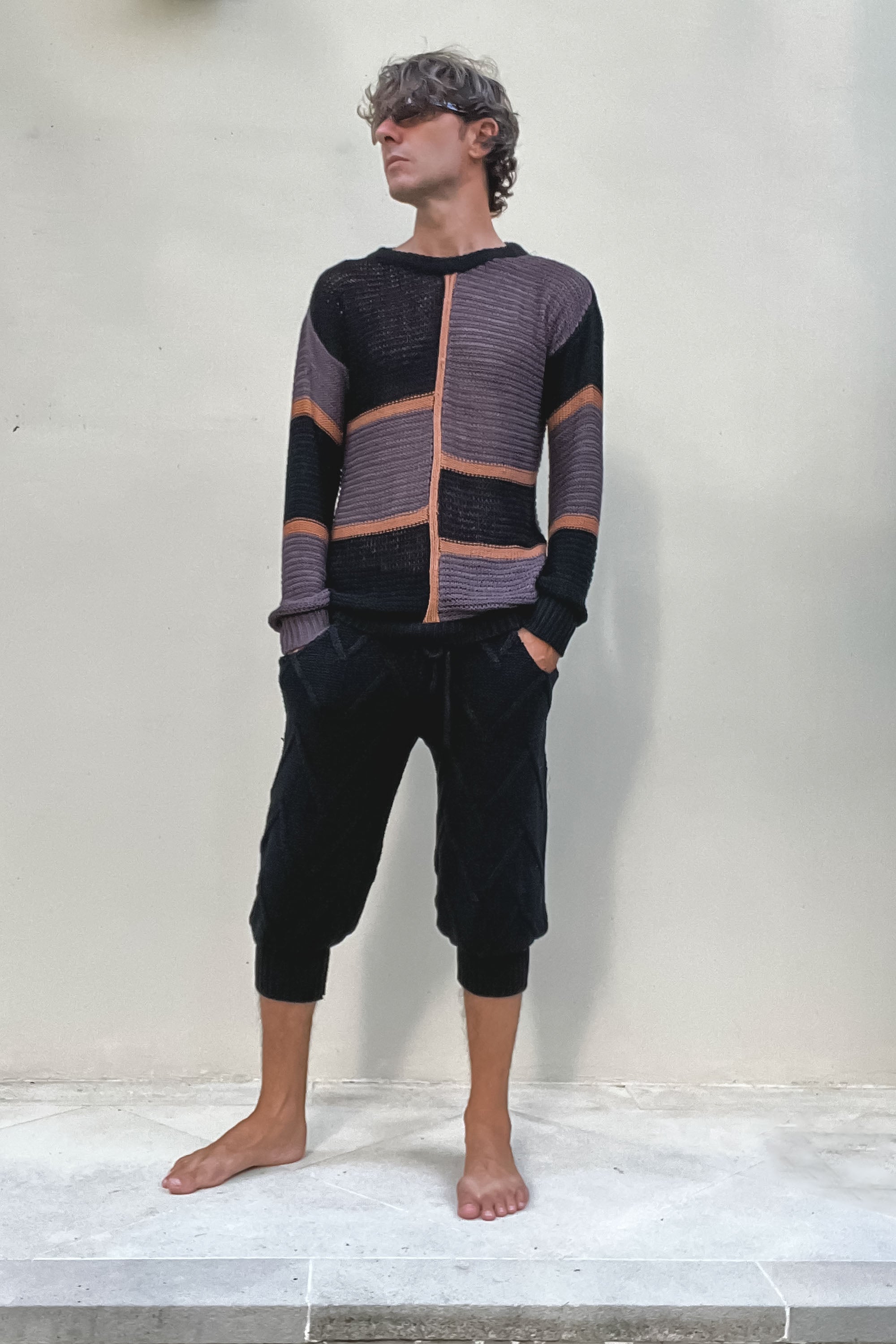 Mondrian Sweater in Black and Dusk