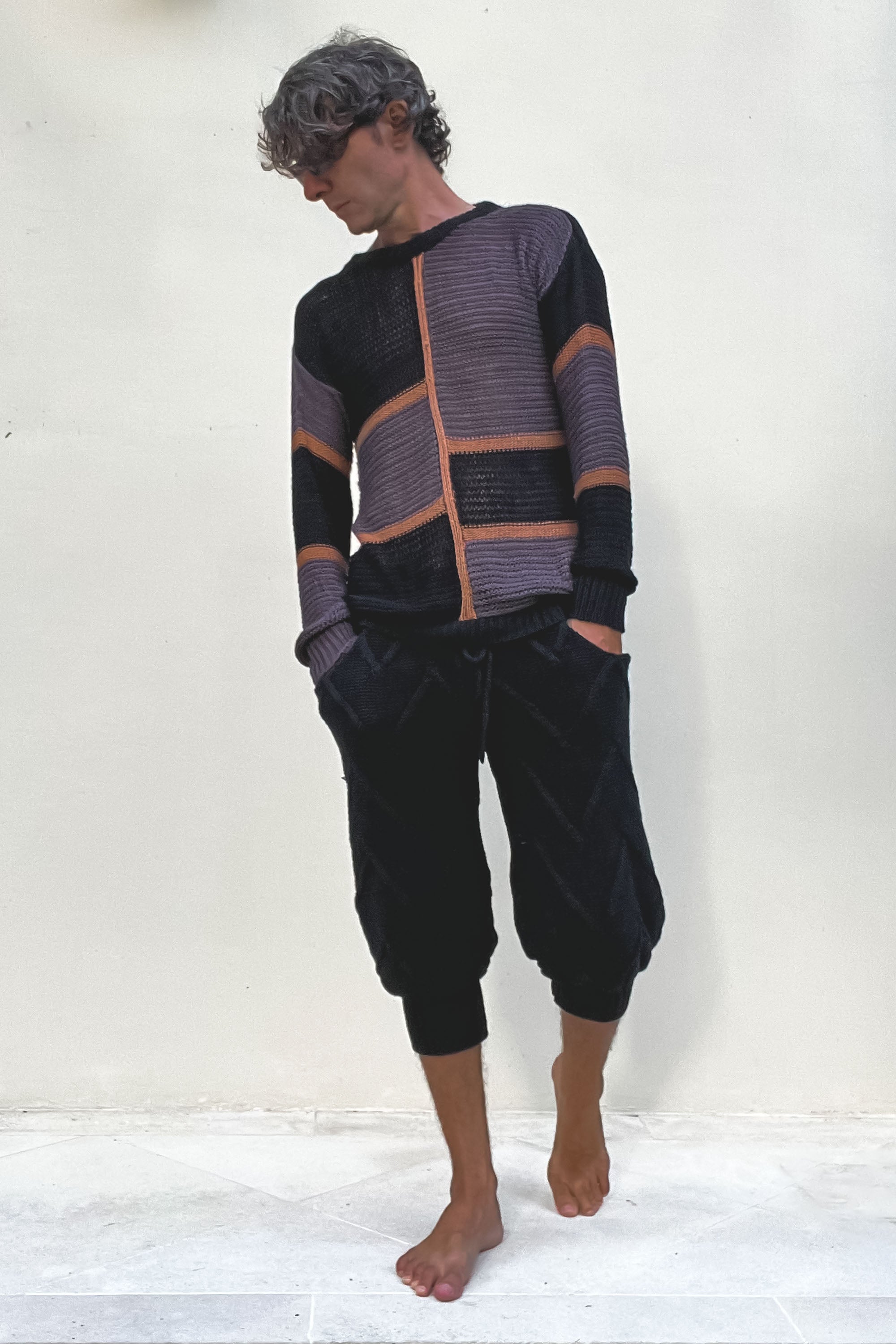 Mondrian Sweater in Black and Dusk