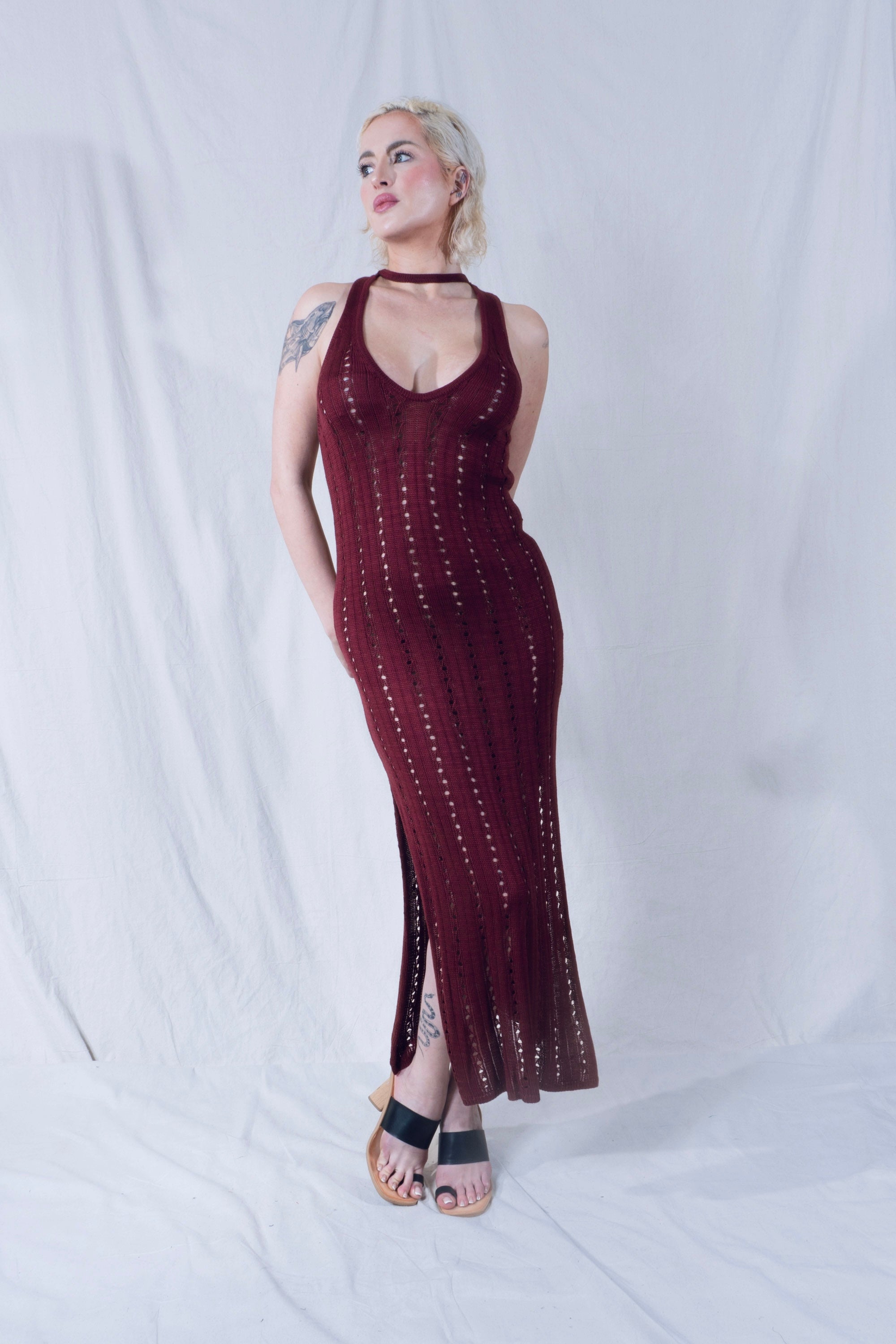 Allegra Dress in Maroon