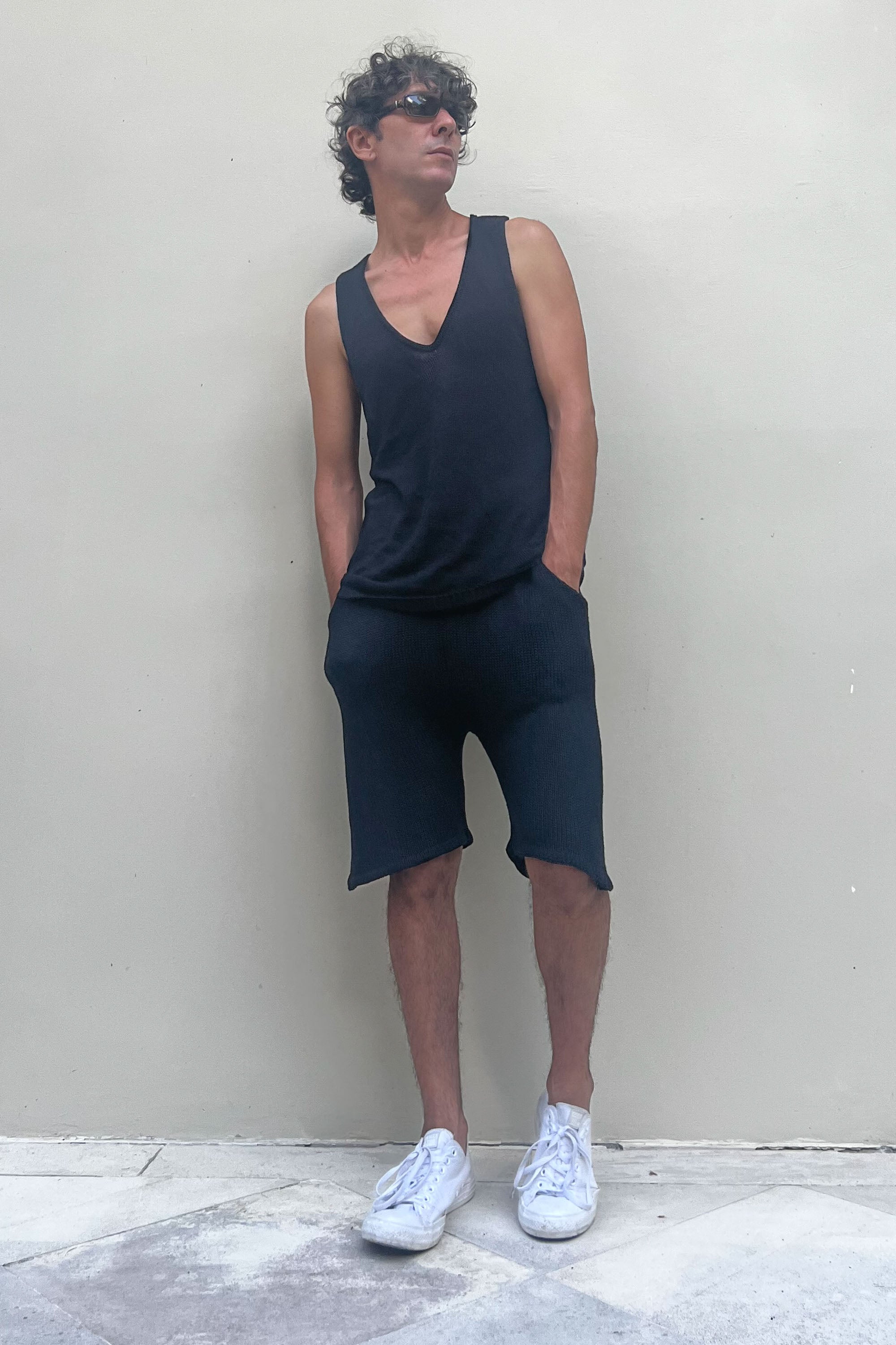 Safi Jersey Knit Tank Top in Black